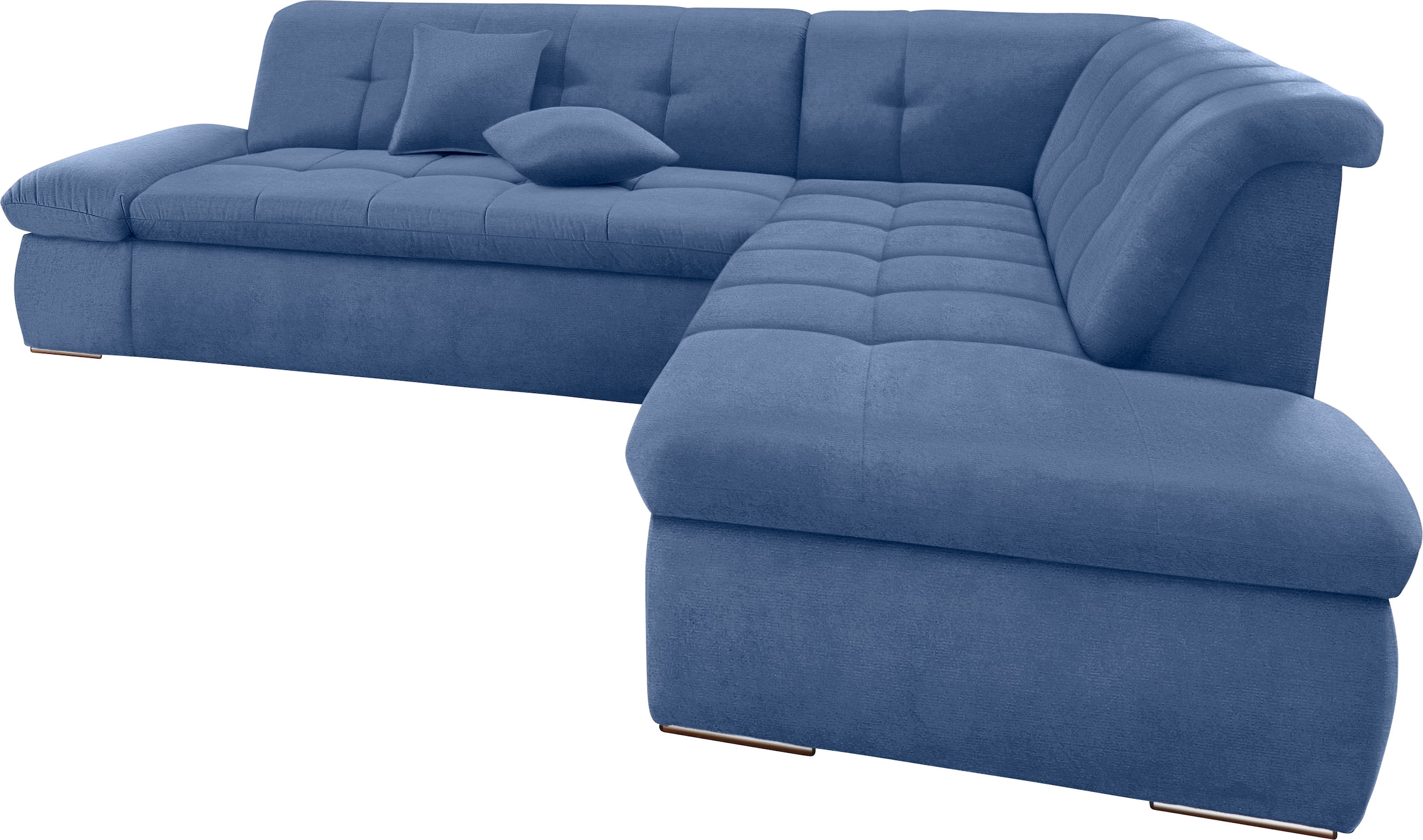 DOMO collection Ecksofa »NMoric incl. Zierkissen B/T/H: 273/216/80 cm L-Form«, Ottomanen-Abschluss, wahlweise mit Bettfunktion und Armlehnverstellung