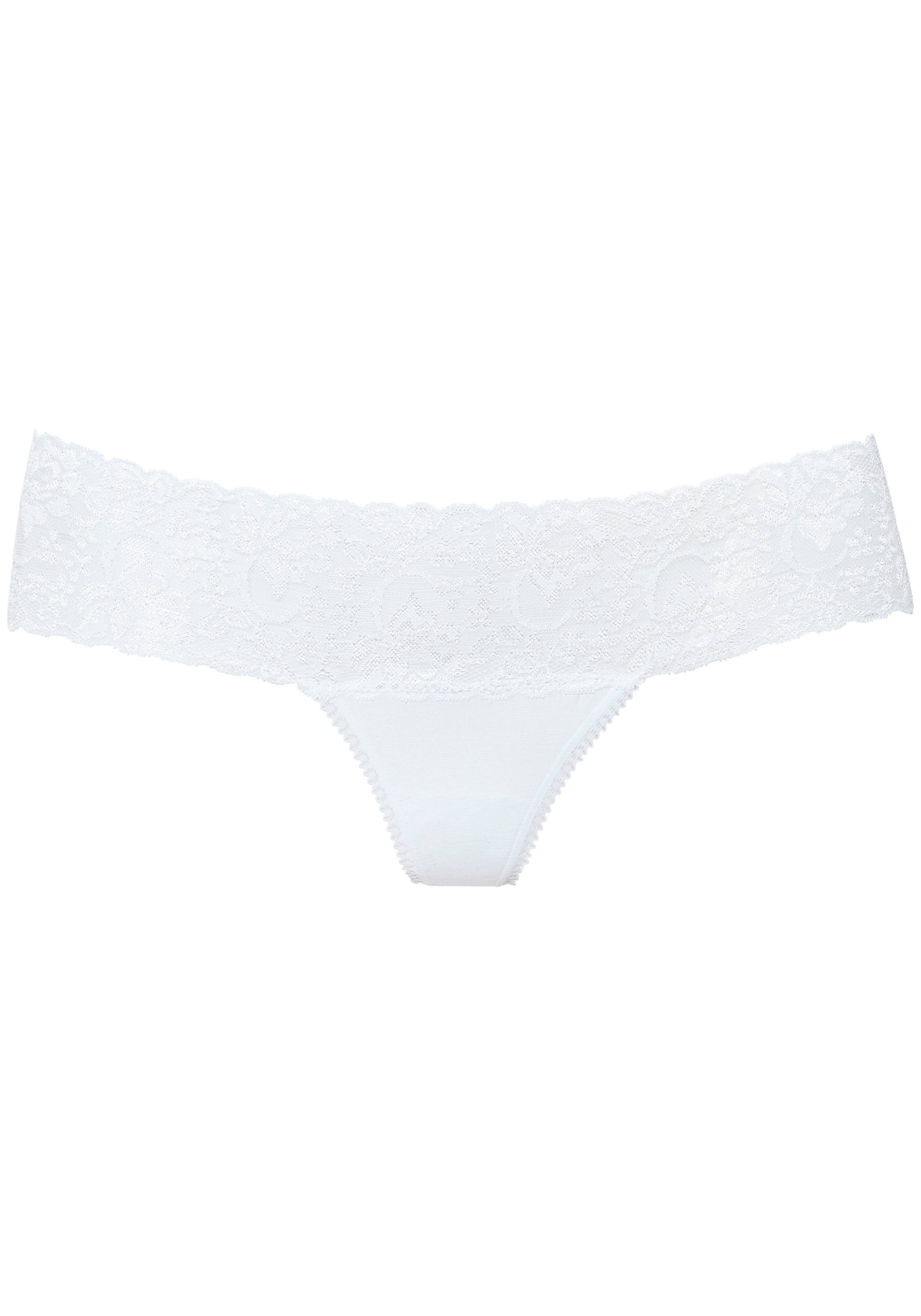 Vivance String 3er-Pack,  aus elastischer Baumwolle mit floraler Spitze