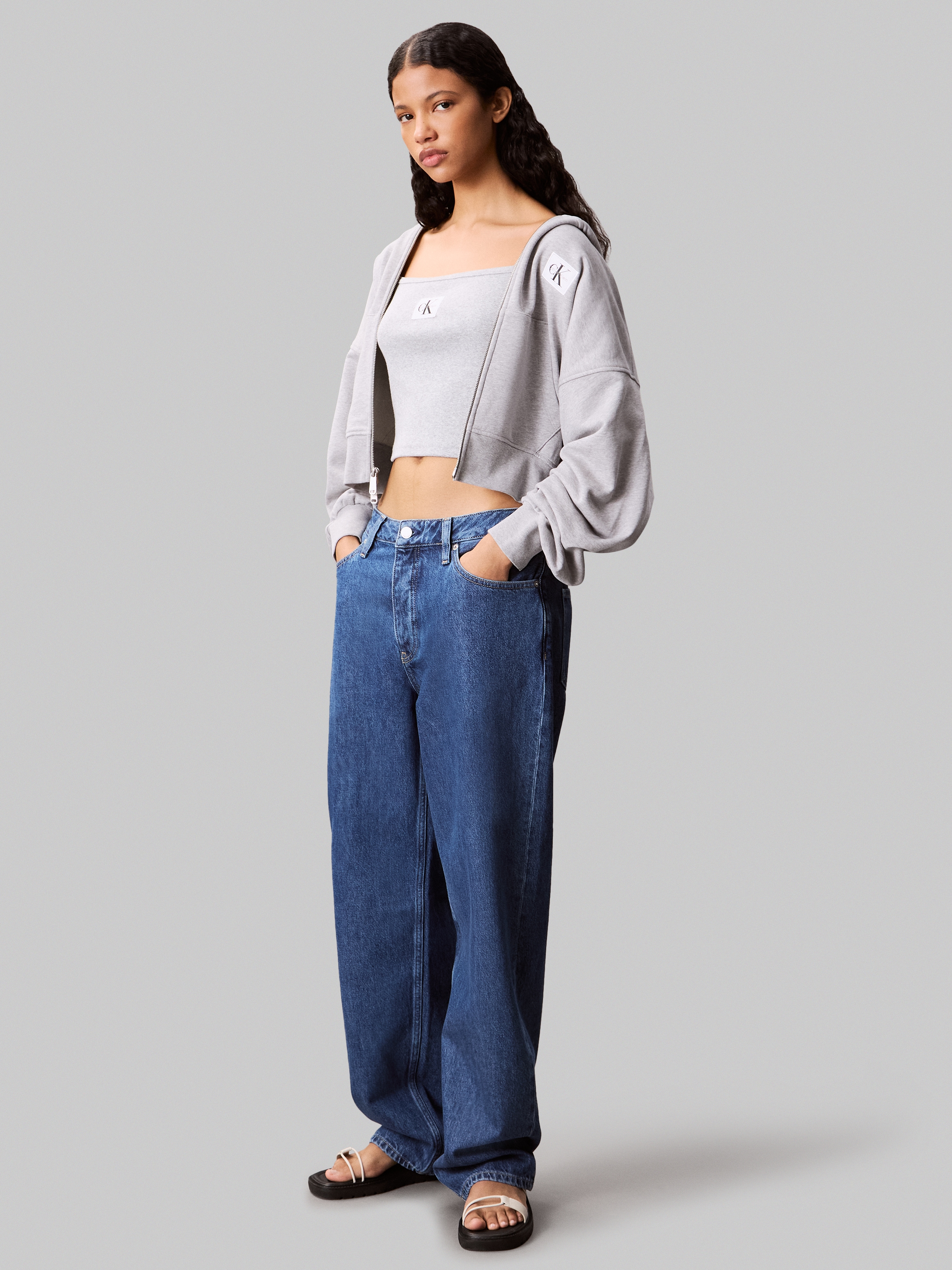 Calvin Klein Jeans Sweatjacke »A- FRNCH TRRY BDG LG« Oversized Fit, mit Kapuze, reine Baumwolle