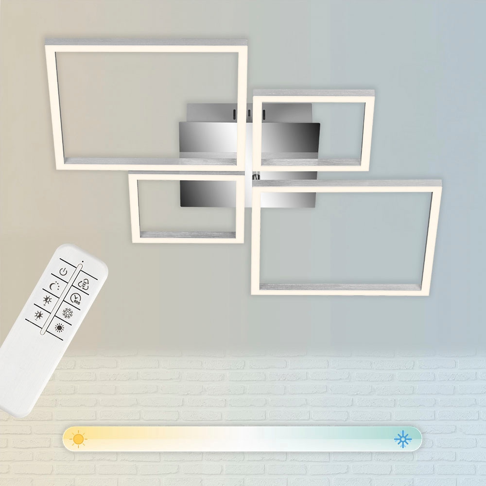 Briloner Leuchten LED Deckenleuchte »3093018 FRAME«, Leuchtmittel LED-Board | LED fest integriert, Deckenlampe, 75x46,7x7,5cm, Chrom-Alu, Wohnzimmer, Schlafzimmer