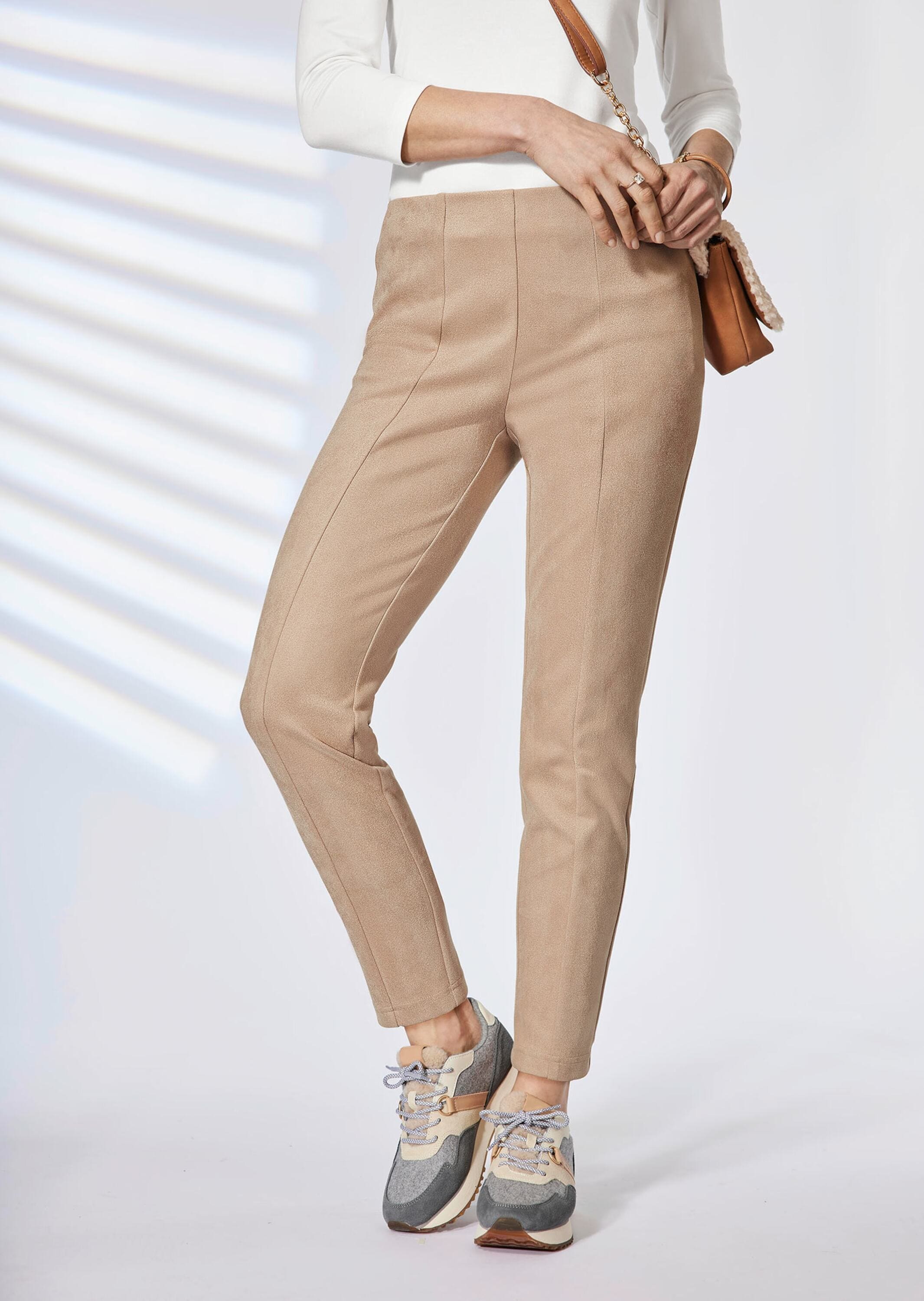 GOLDNER 2-in-1-Hose »Kurzgröße Moderne Leggings in trendigem Velourslederimitat«