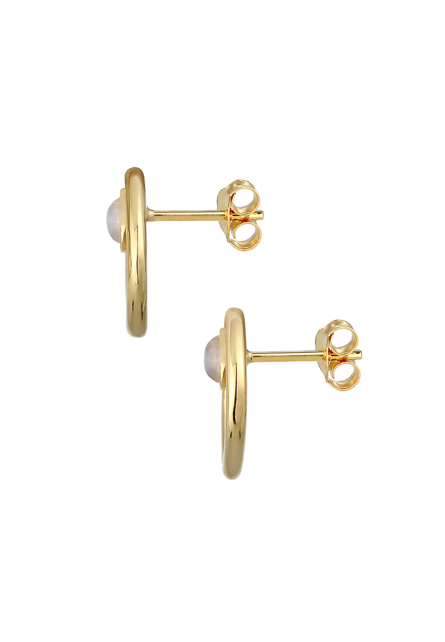 Elli Premium Paar Ohrstecker »Ohrringe Stecker Mondstein Organic Kreis Look 925 Silber«