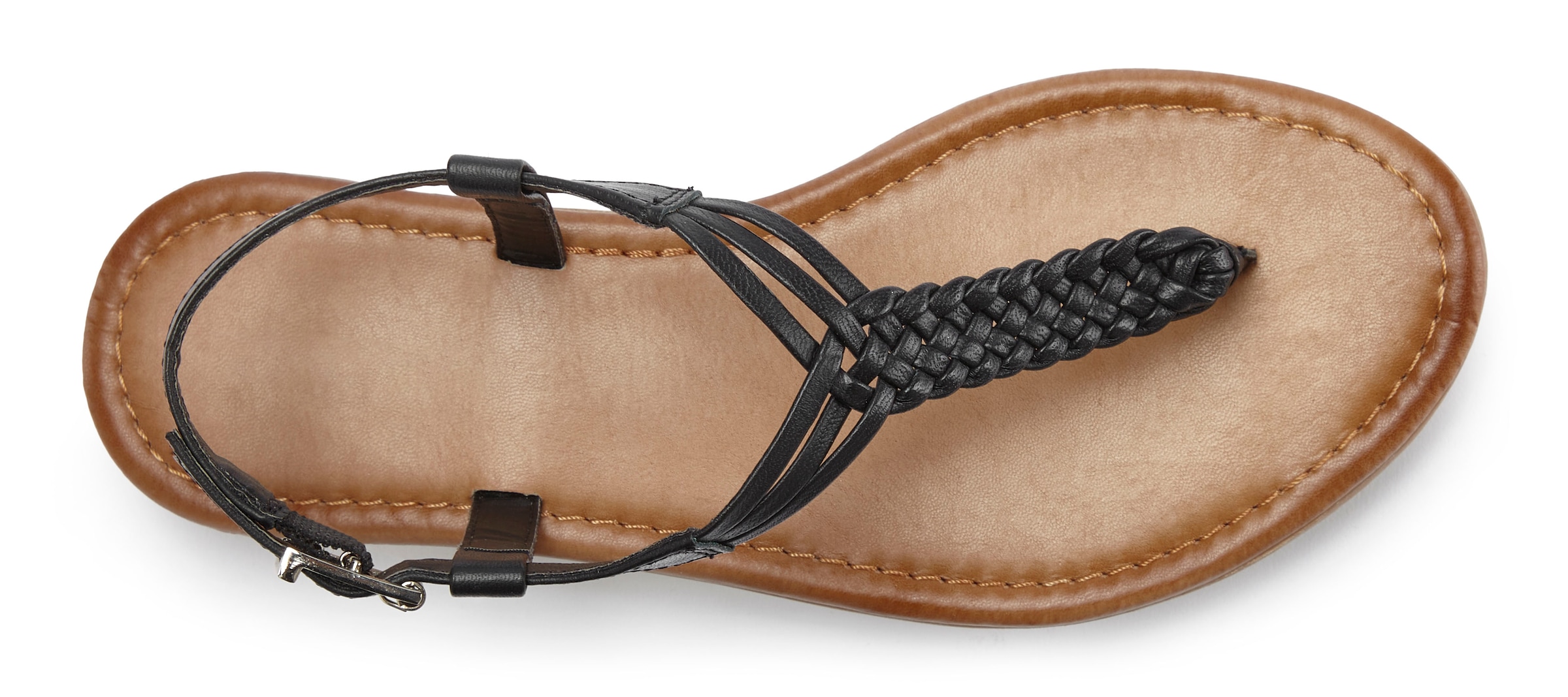 Vivance Zehentrenner, Sandalette, Sommerschuh,Sandale aus Leder mit Flecht-Optik