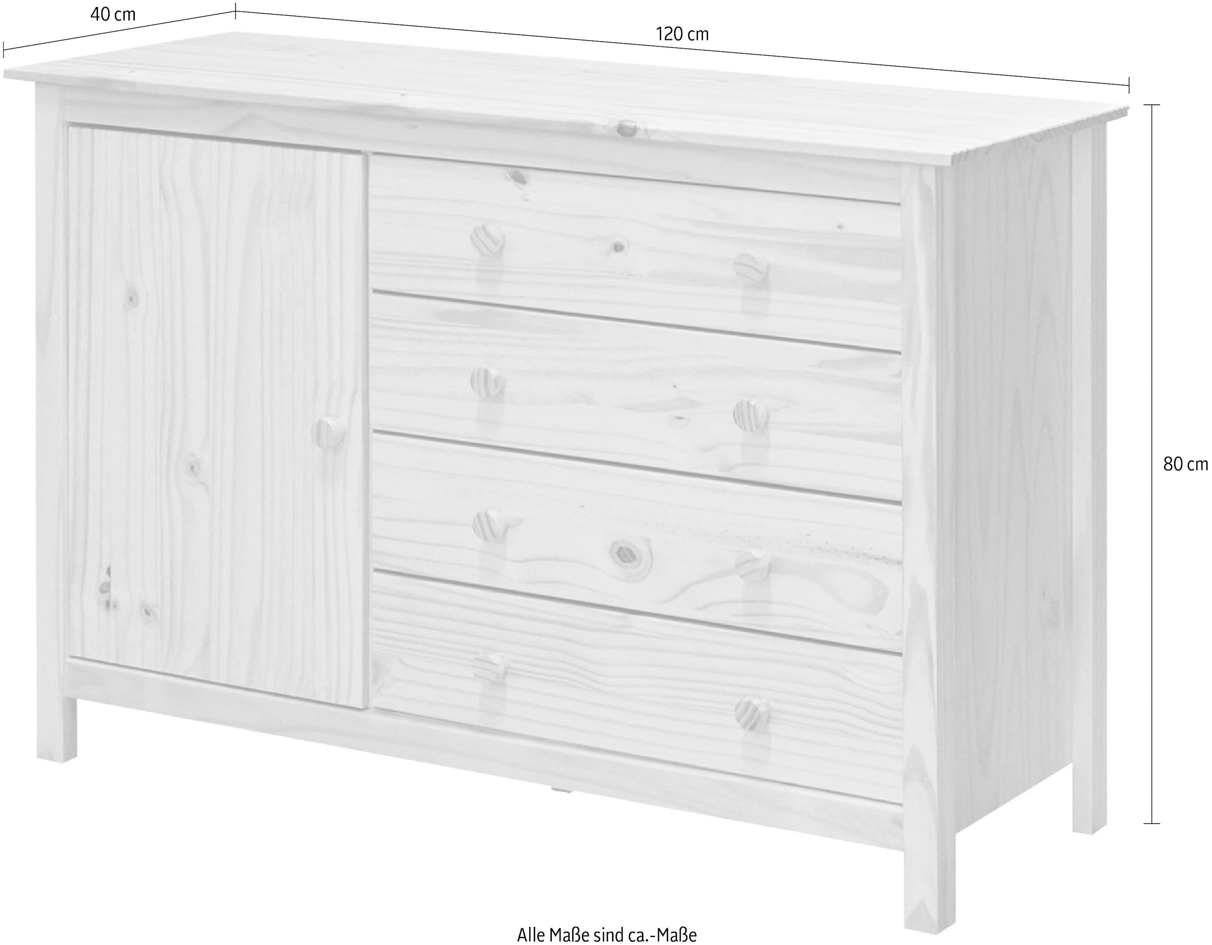 Möbilia Kommode mit sichtbarer Maserung