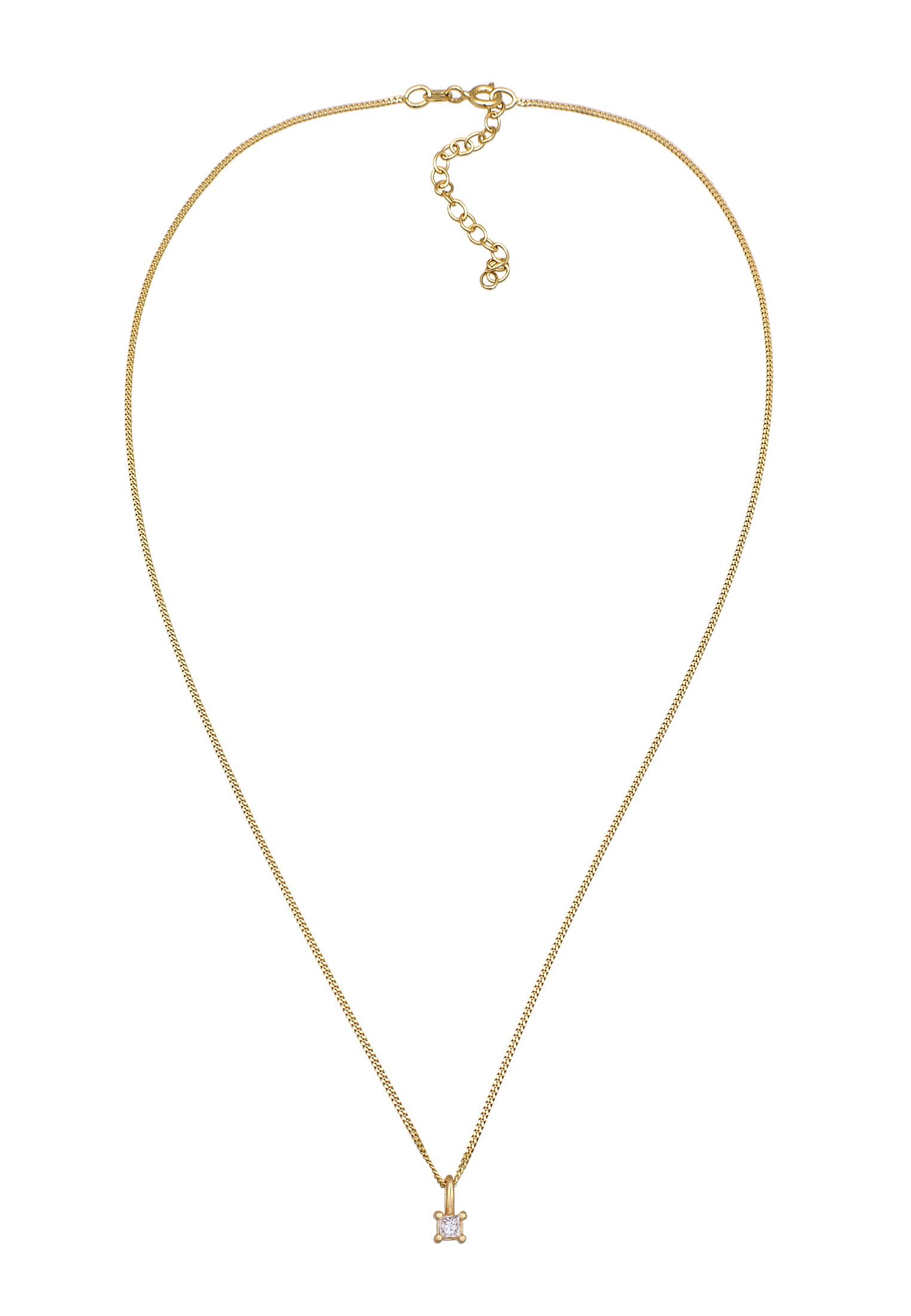 Elli DIAMONDS Silberkette »Halskette Diamant (0.1 ct) Viereck Solitär 925 Silber« 1