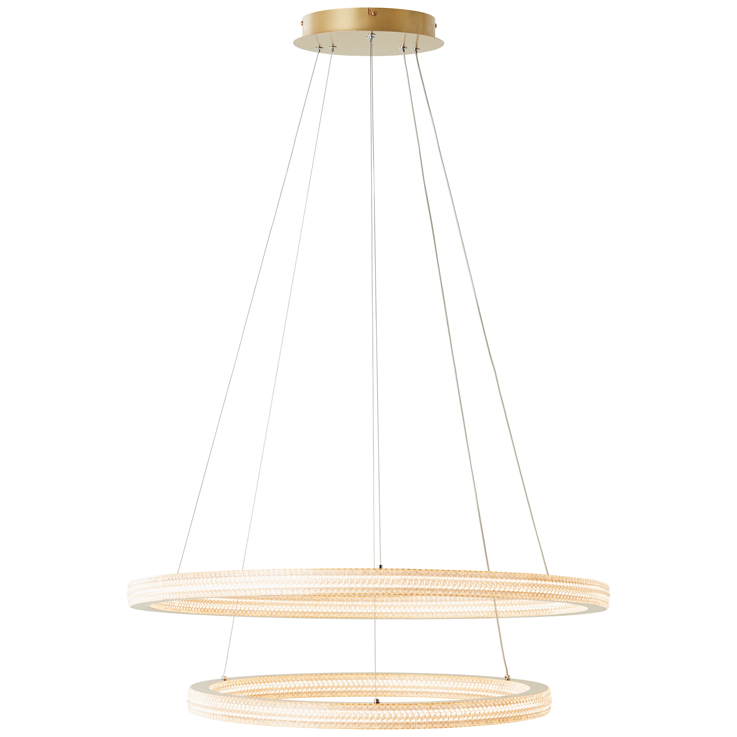 Brilliant LED Pendelleuchte »Calvi«, 11200 lm, Höhe 150 cm, Ø 80 cm, Aluminium/Kunststoff, goldfarben matt