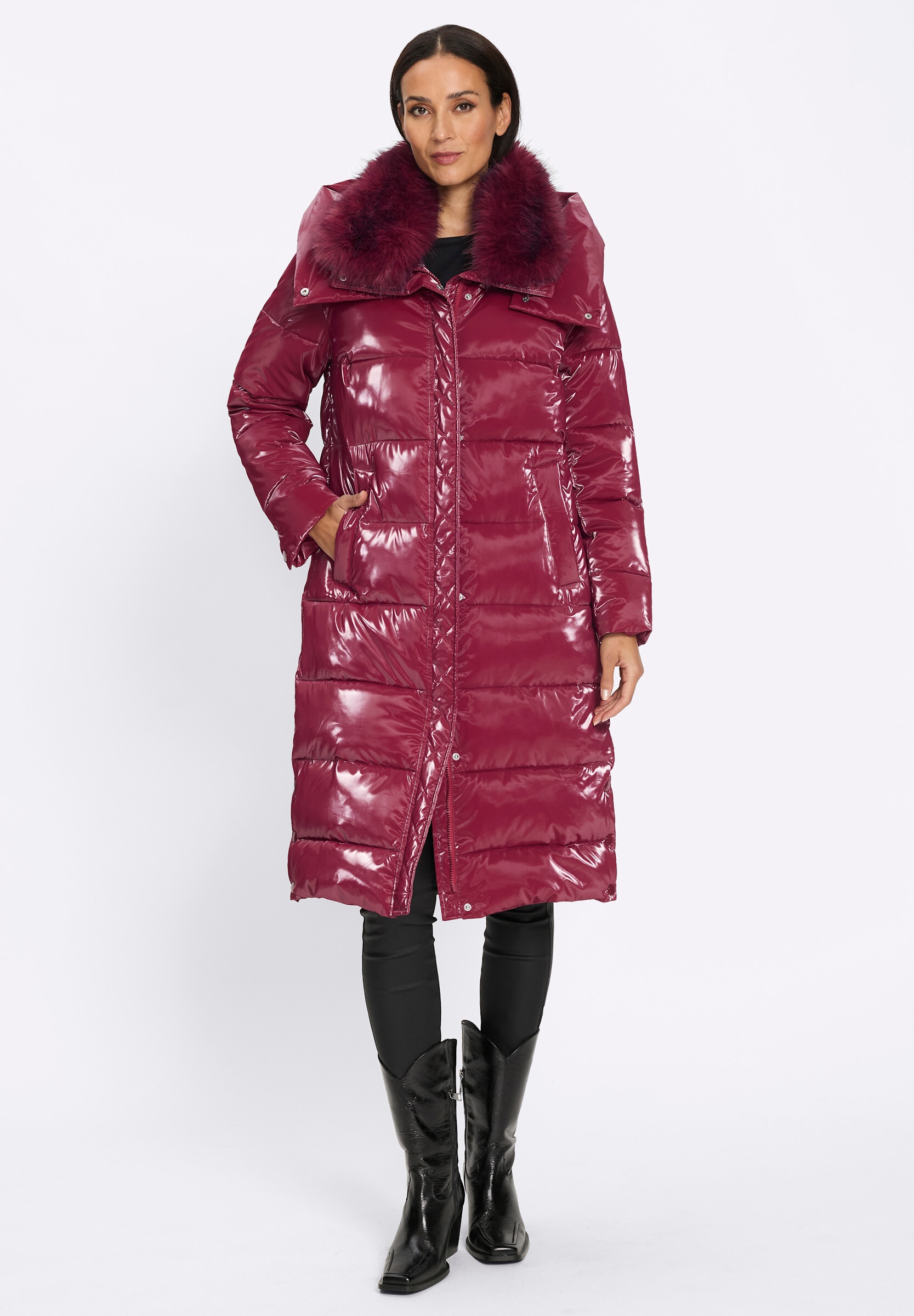 heine Steppjacke »Steppmantel Steppmantel mit Seitenschlitzen« Abnehmbare Kapuze