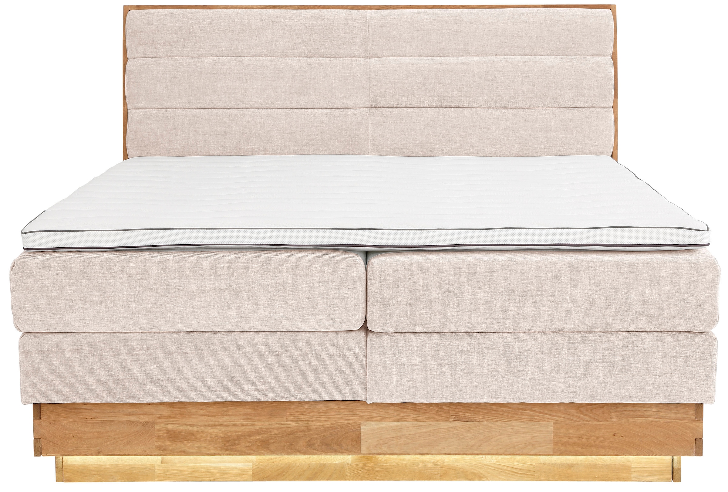 OTTO products Boxspringbett, LED-Beleuchtung, mit zertifizierten, recycelten Bezugsstoffen