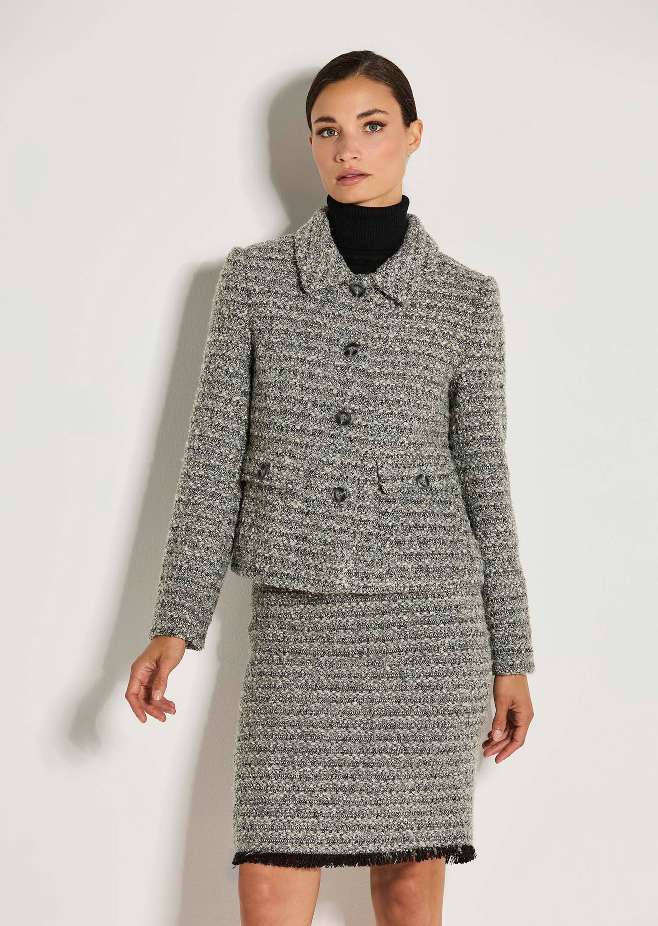 MADELEINE Jackenblazer »Tweedblazer Kurzblazer mit französischer Eleganz« Tweed Blazer, Fransendetails