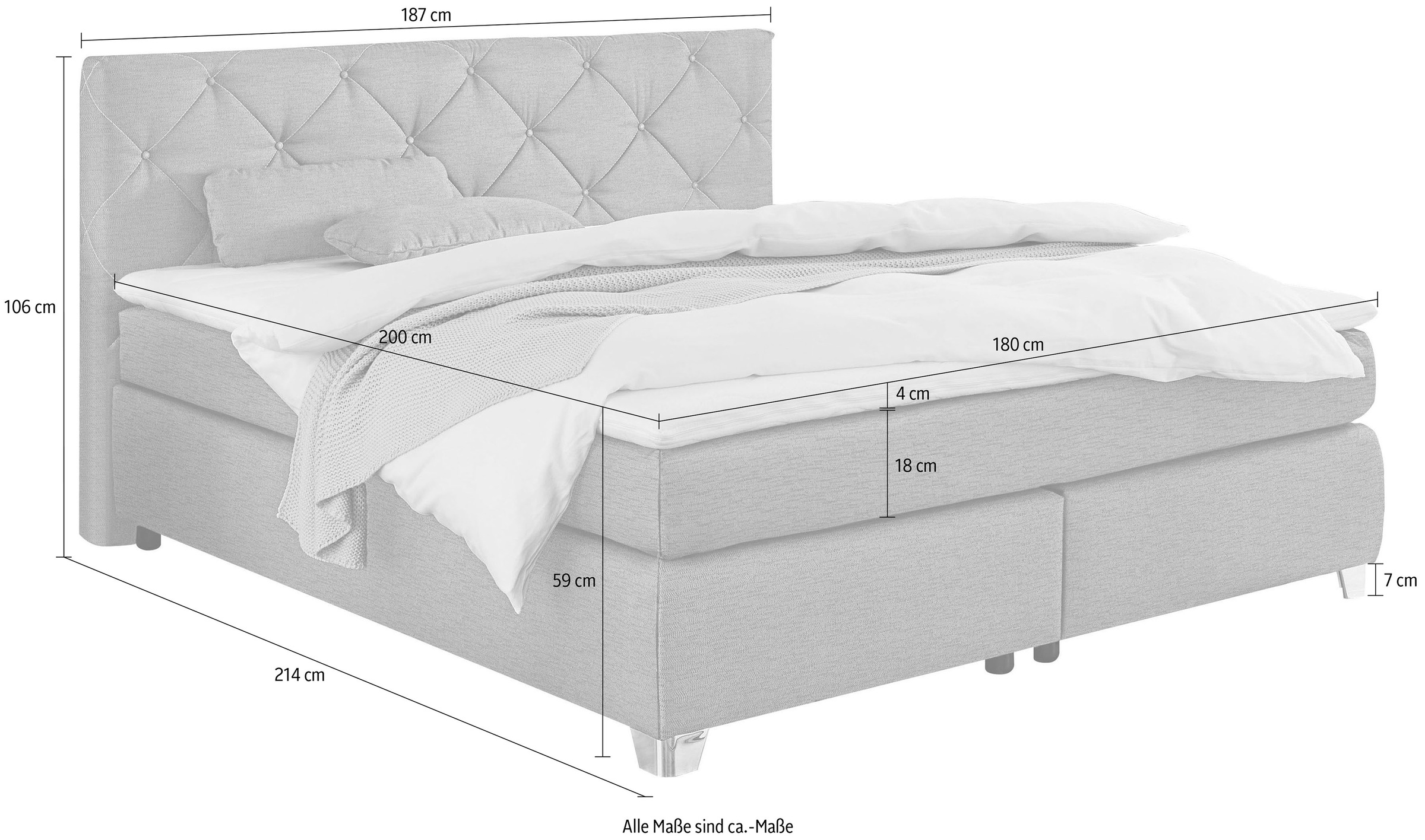 Jockenhöfer Gruppe Boxspringbett Finja, mit Topper und Zierkissen