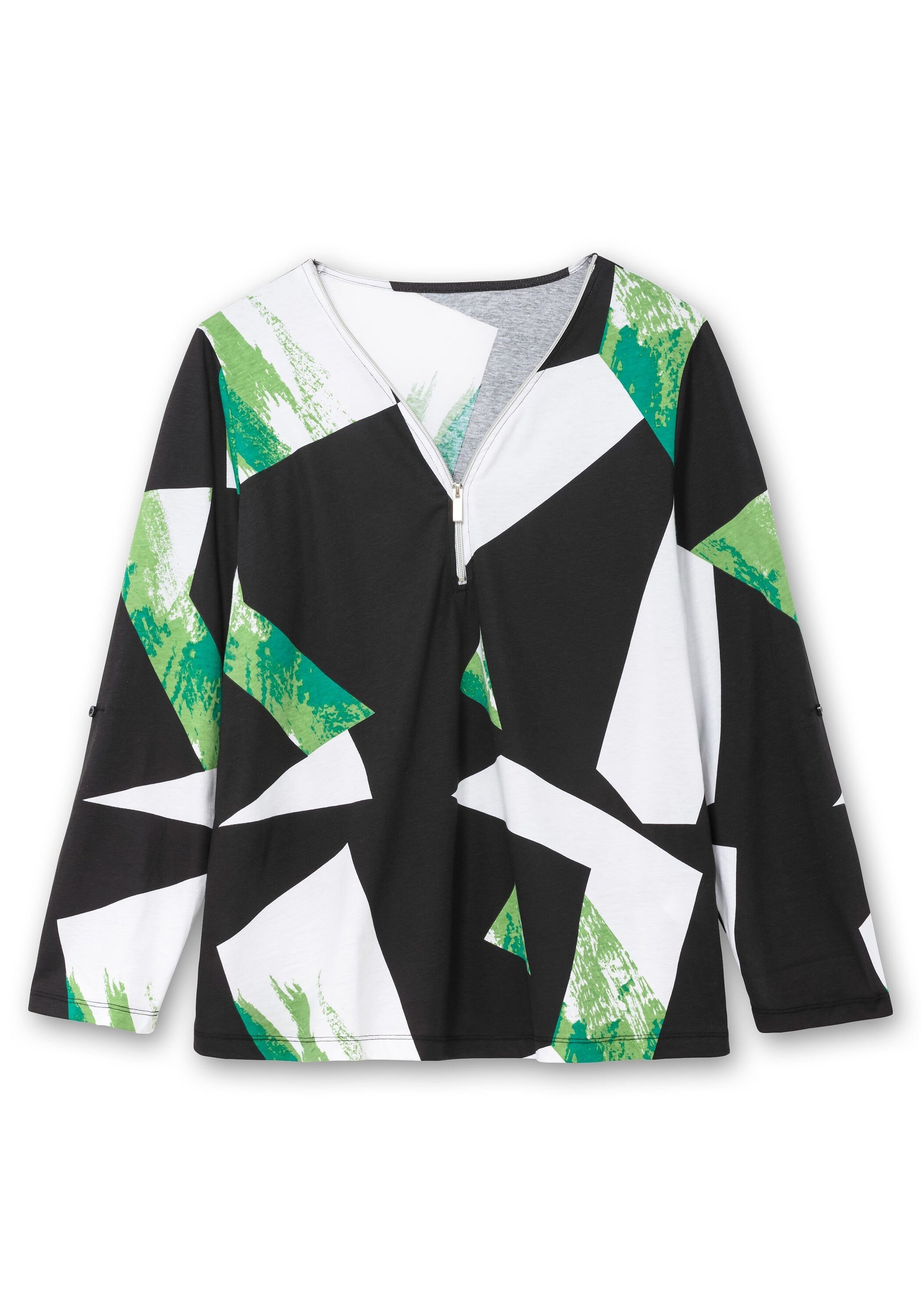 Sheego Langarmshirt »Langarmshirt mit Grafikprint und Krempelfunktion«