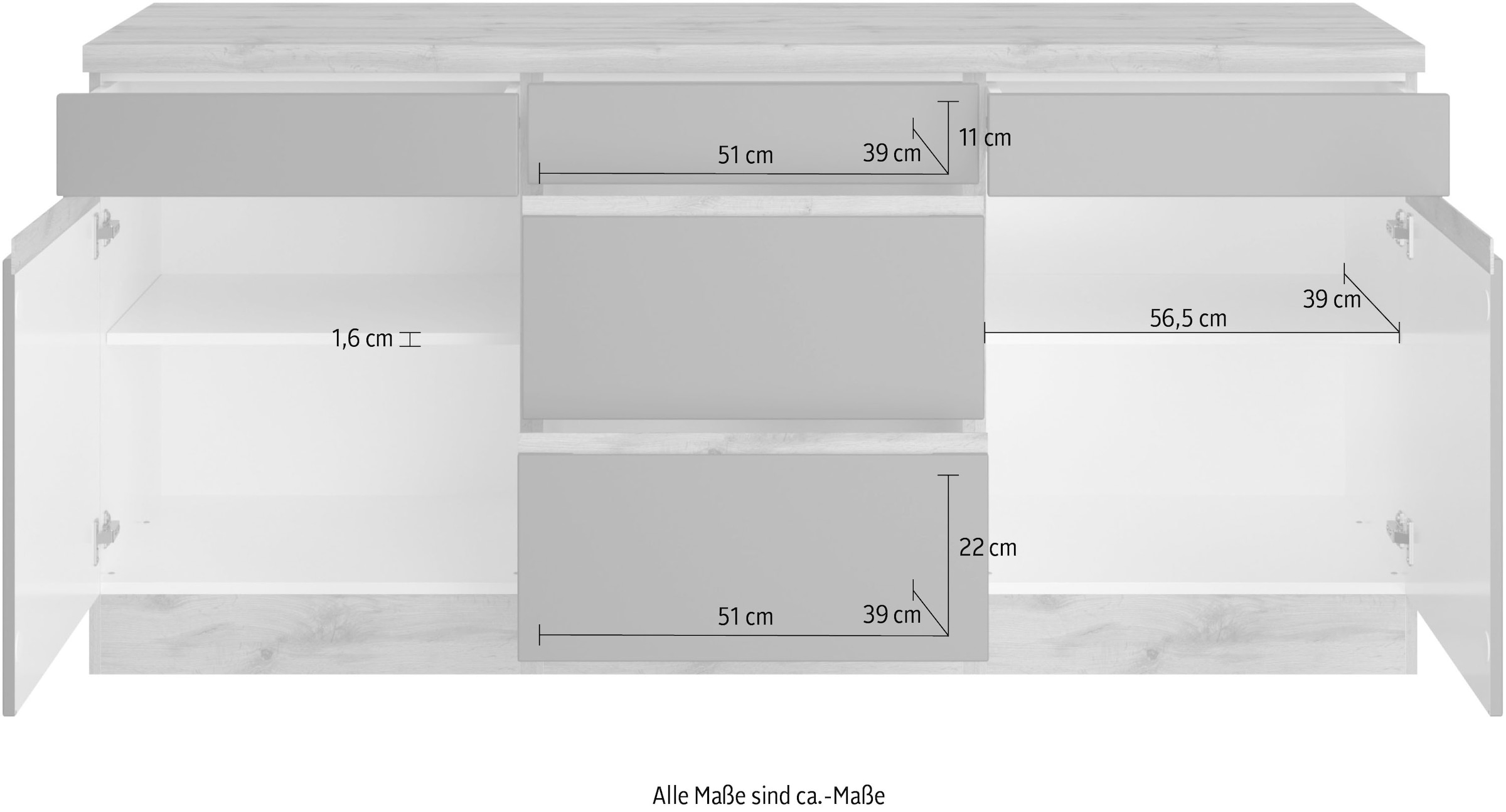 KOCHSTATION Unterschrank »KS-Riesa« Breite 180 cm, MDF-Fronten