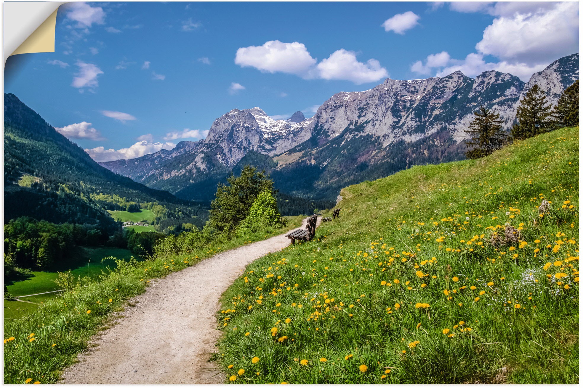 Artland Wandbild »Wanderweg bei Ramsau in Oberbayern«, Berge & Alpenbilder, (1 St.), in vielen Größen & Produktarten - Alubild / Outdoorbild für den Außenbereich, Leinwandbild, Poster, Wandaufkleber / Wandtattoo auch für Badezimmer geeignet