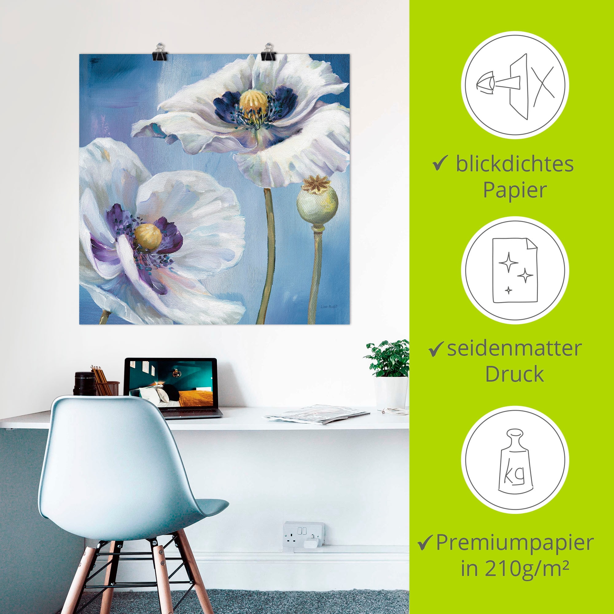 Artland Poster »Blauer Tanz II« Blumen 1 Stk. tlg. ohne Rahmen