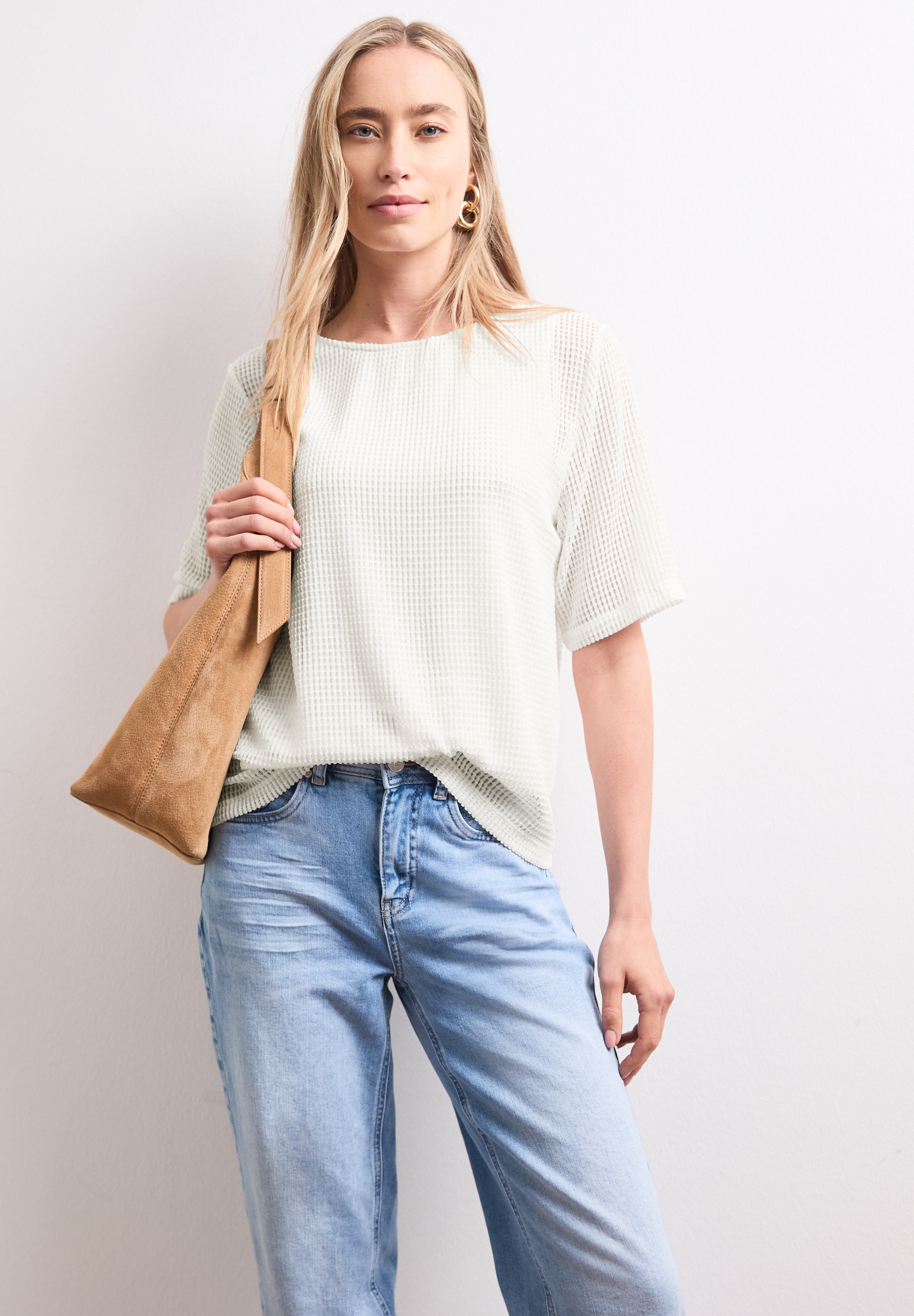 STREET ONE 2-in-1-Shirt Sommershirt aus Mesh mit U-Boot-Ausschnitt
