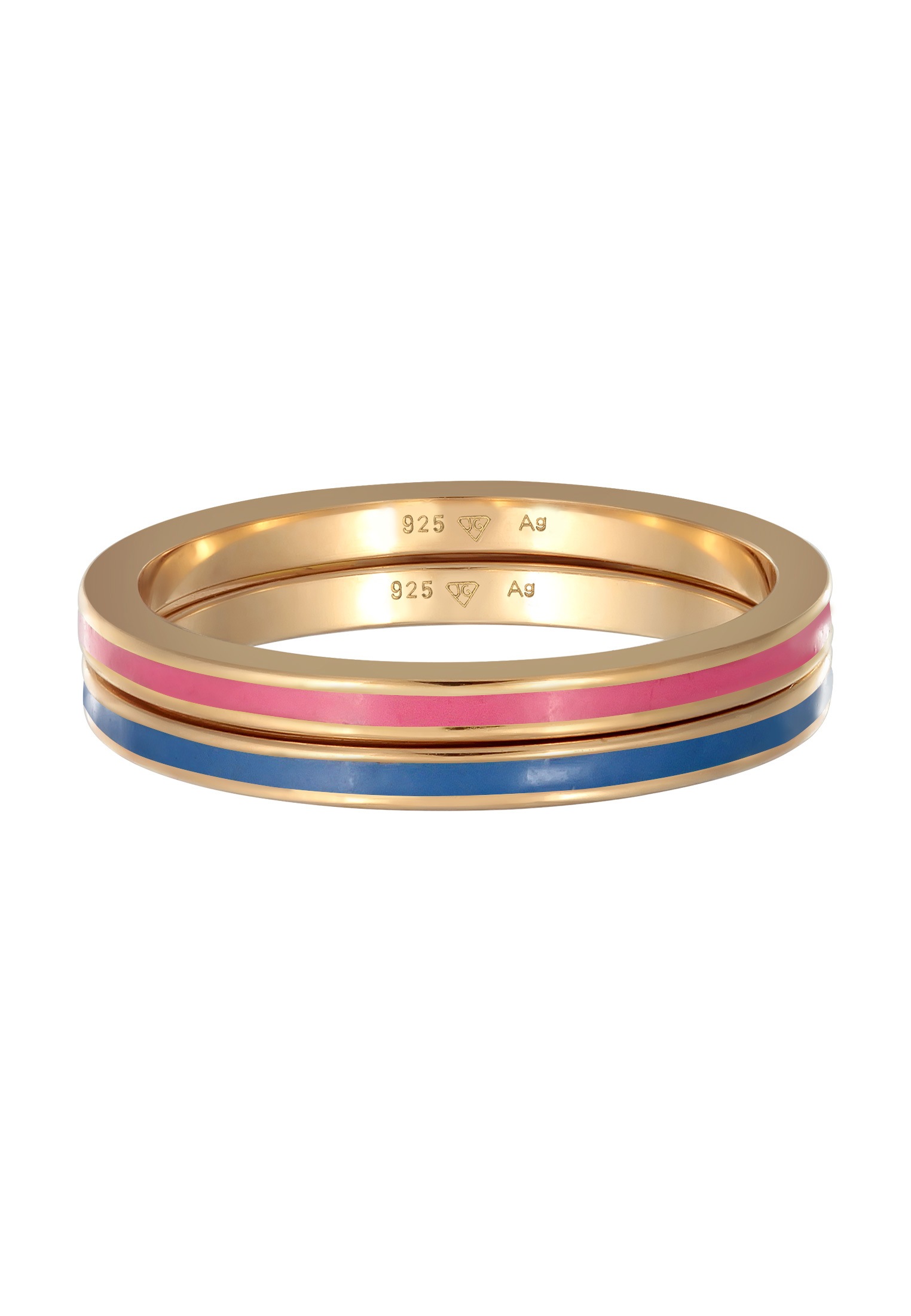 Elli Ring-Set »Ring Bandring Basic Emaille 2er Set 925 Silber«