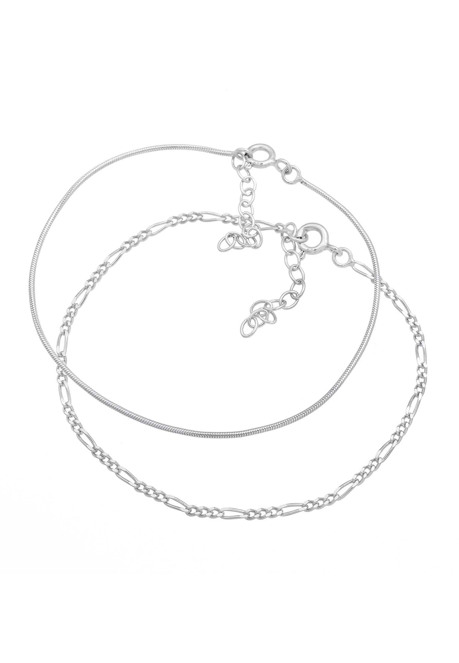 Elli Armketten Set »Armband Armkettchen-Set Figaro Rund Basic 925 Silber«