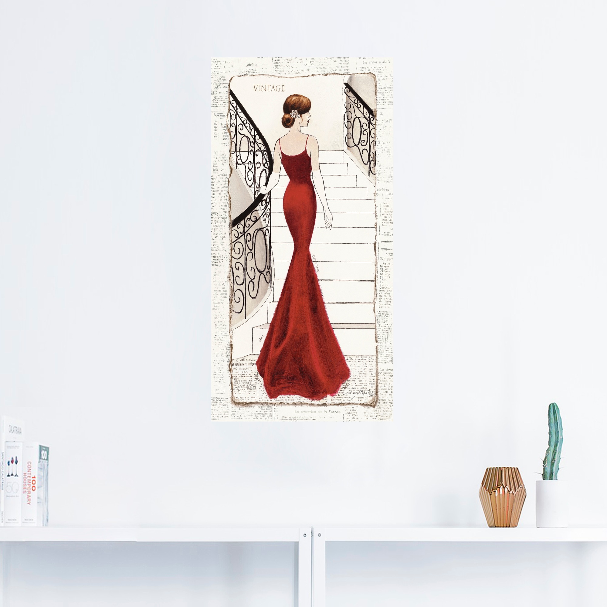 Artland Wandbild »Die schöne in Rot«, Frau, (1 St.), als Leinwandbild, Poster, Wandaufkleber in verschied. Größen