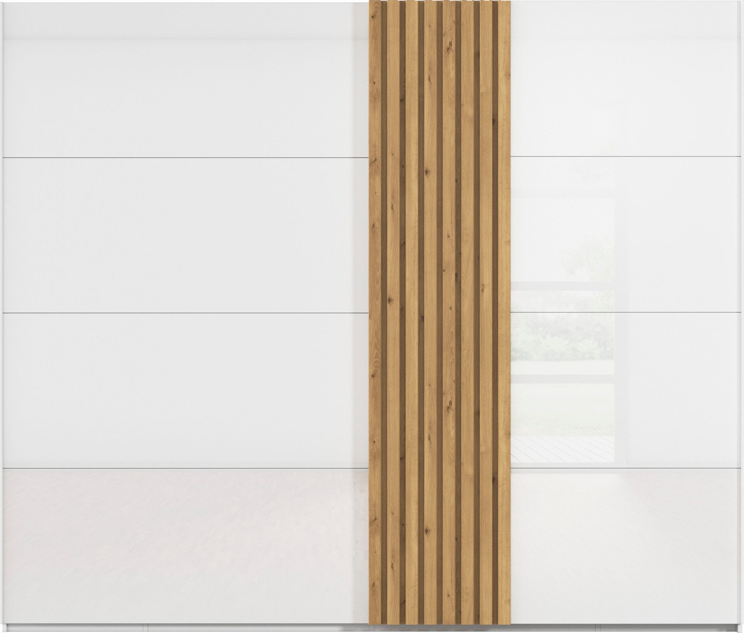 rauch Schwebetürenschrank »Kleiderschrank Schrank Garderobe Wäscheschrank TEGIO«, mit hochwertigen Holzdekoraufleistung und Glasfront MADE IN GERMANY