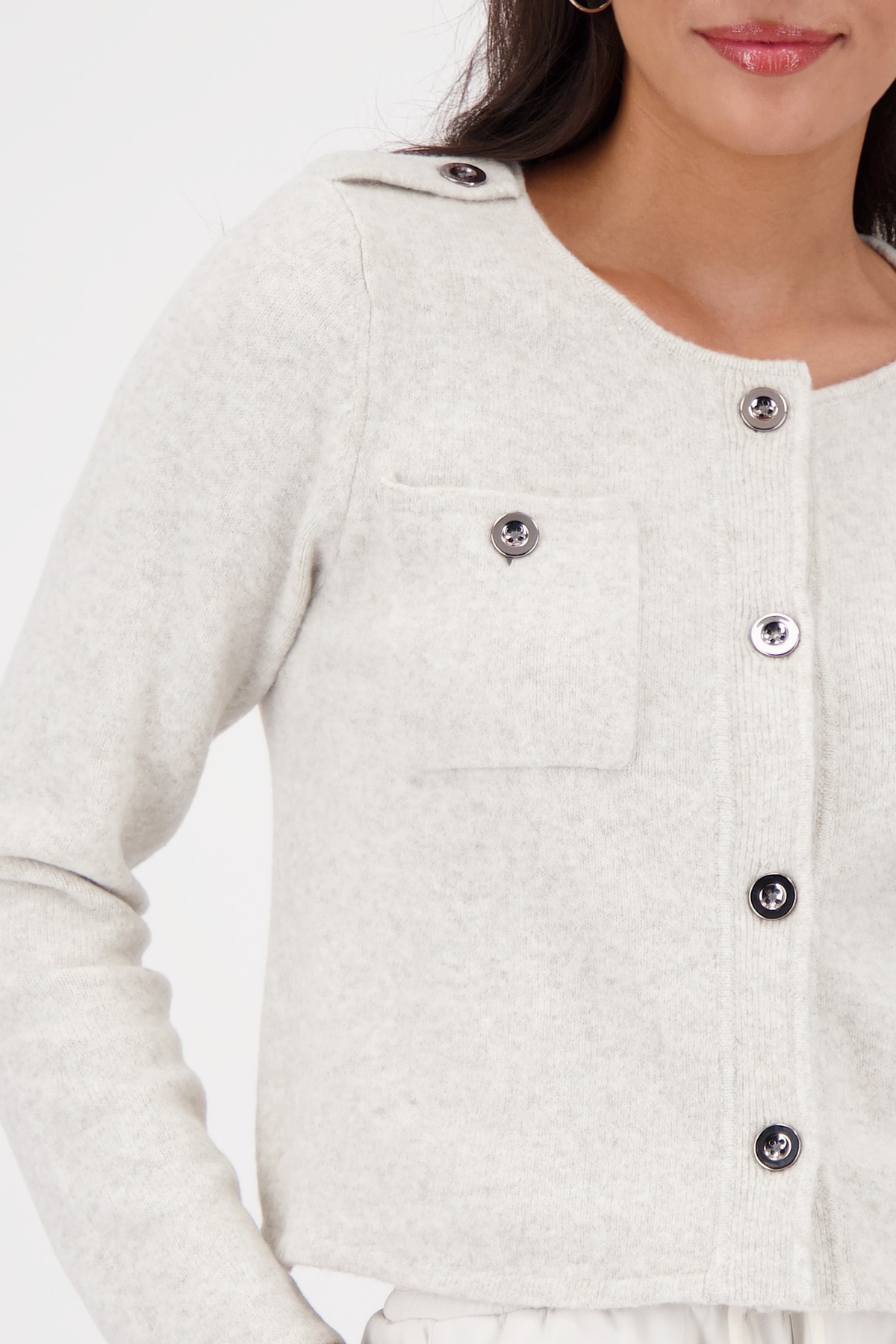 Monari Strickjacke »Jacke Strickjacke Tasche« Regular fit, mit Rundhalsausschnitt