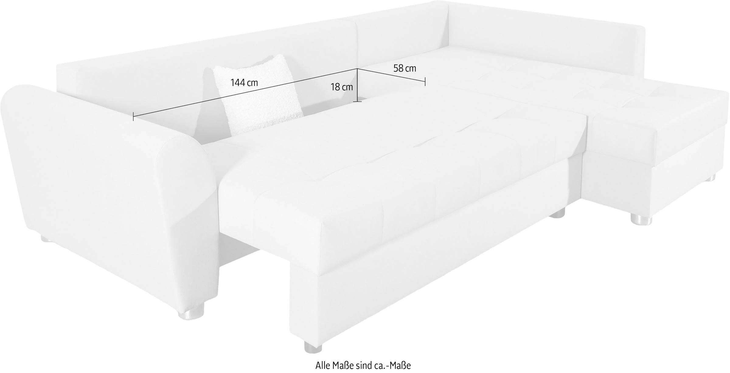 COLLECTION AB Ecksofa, Ecksofa,Bettfunktion,Bettkasten,Bonnelfederkern, Rückenkissen