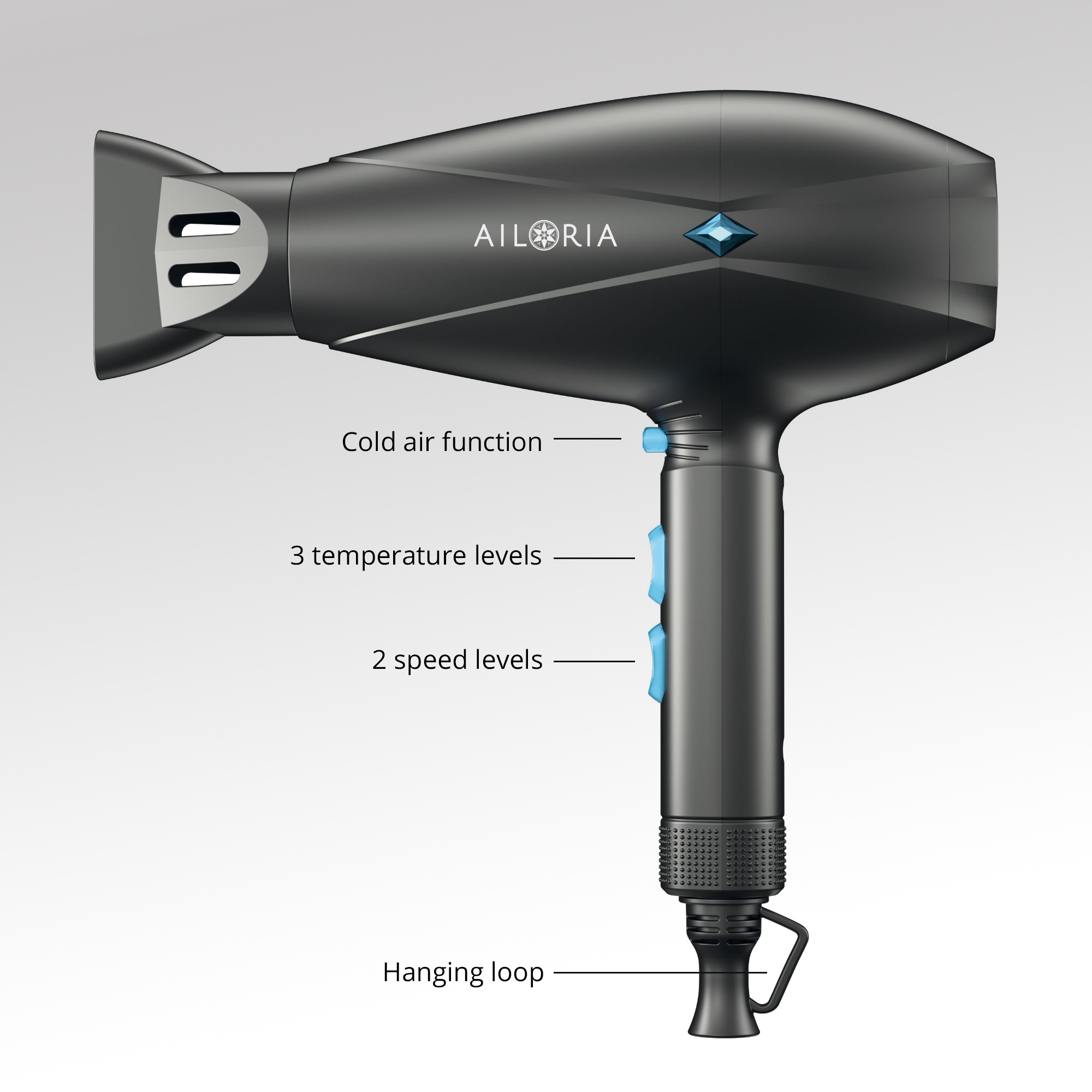 AILORIA Ionic-Haartrockner »Haartrockner mit Ionen-Technologie 2200 W SOUFFLE«, 2200 W W, 1 Aufsätze