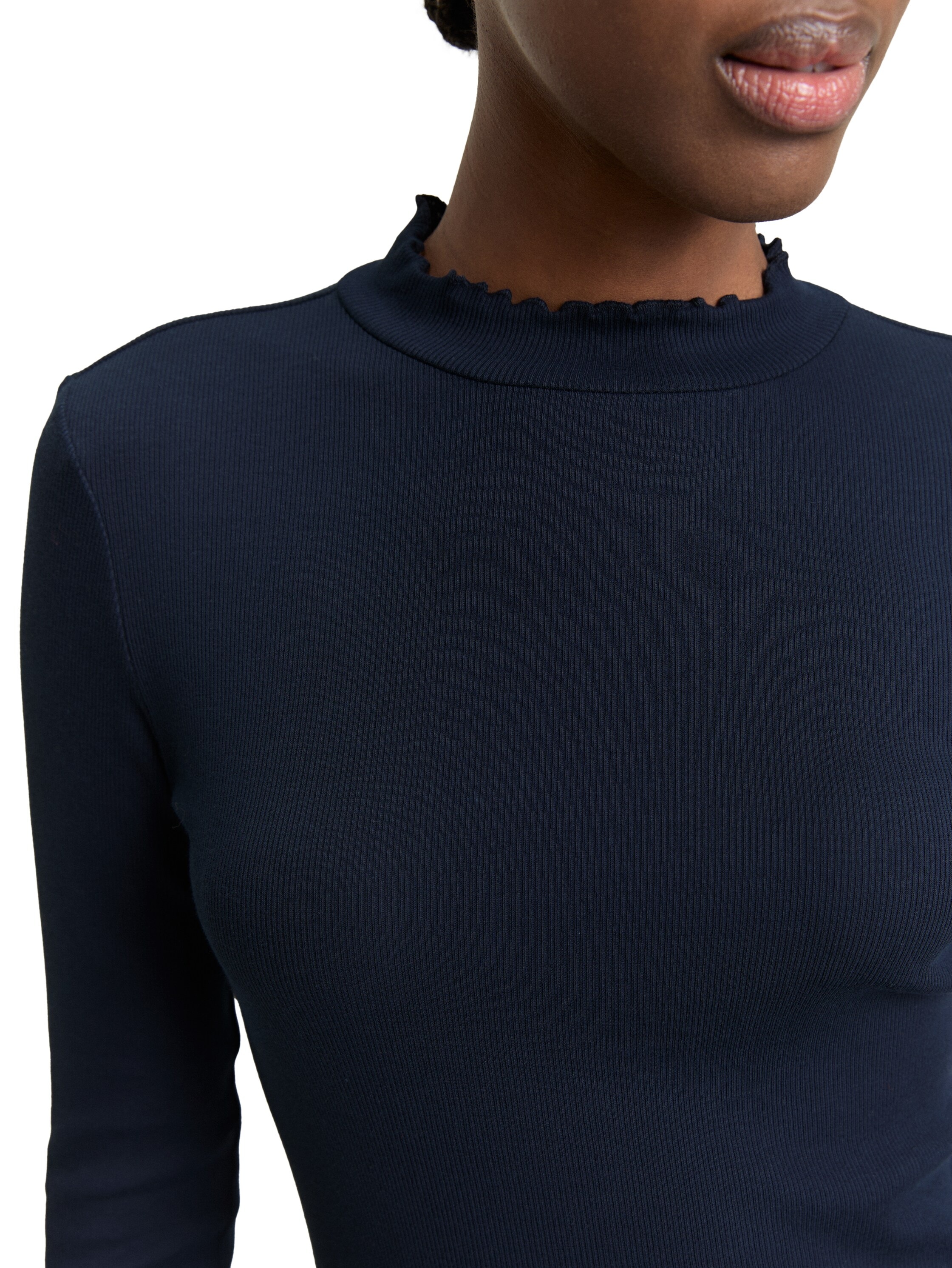 TOM TAILOR Denim Langarmshirt in Ripp-Optik