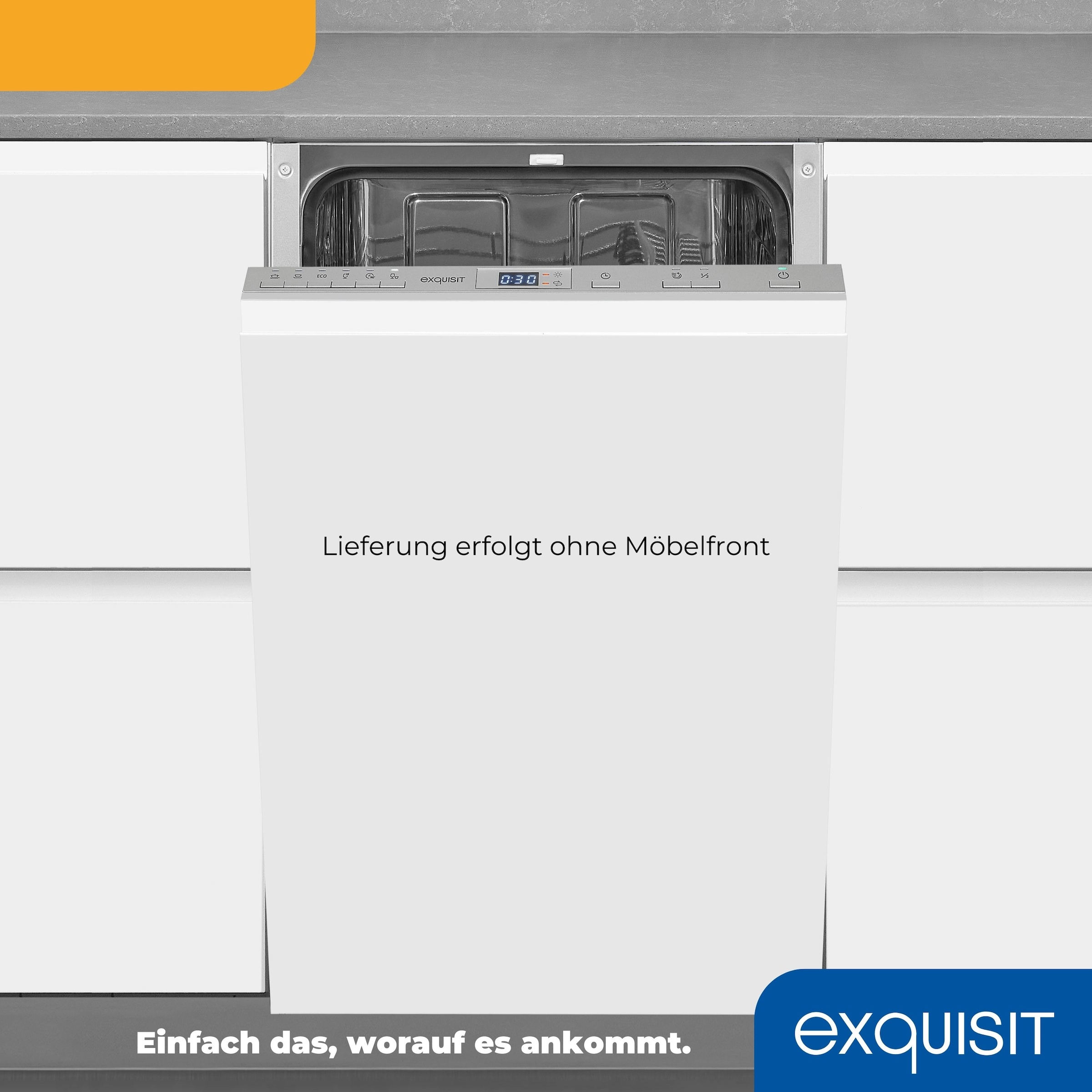 exquisit vollintegrierbarer Geschirrspüler »EGSP2109-E-030E silber«, 9 Maßgedecke