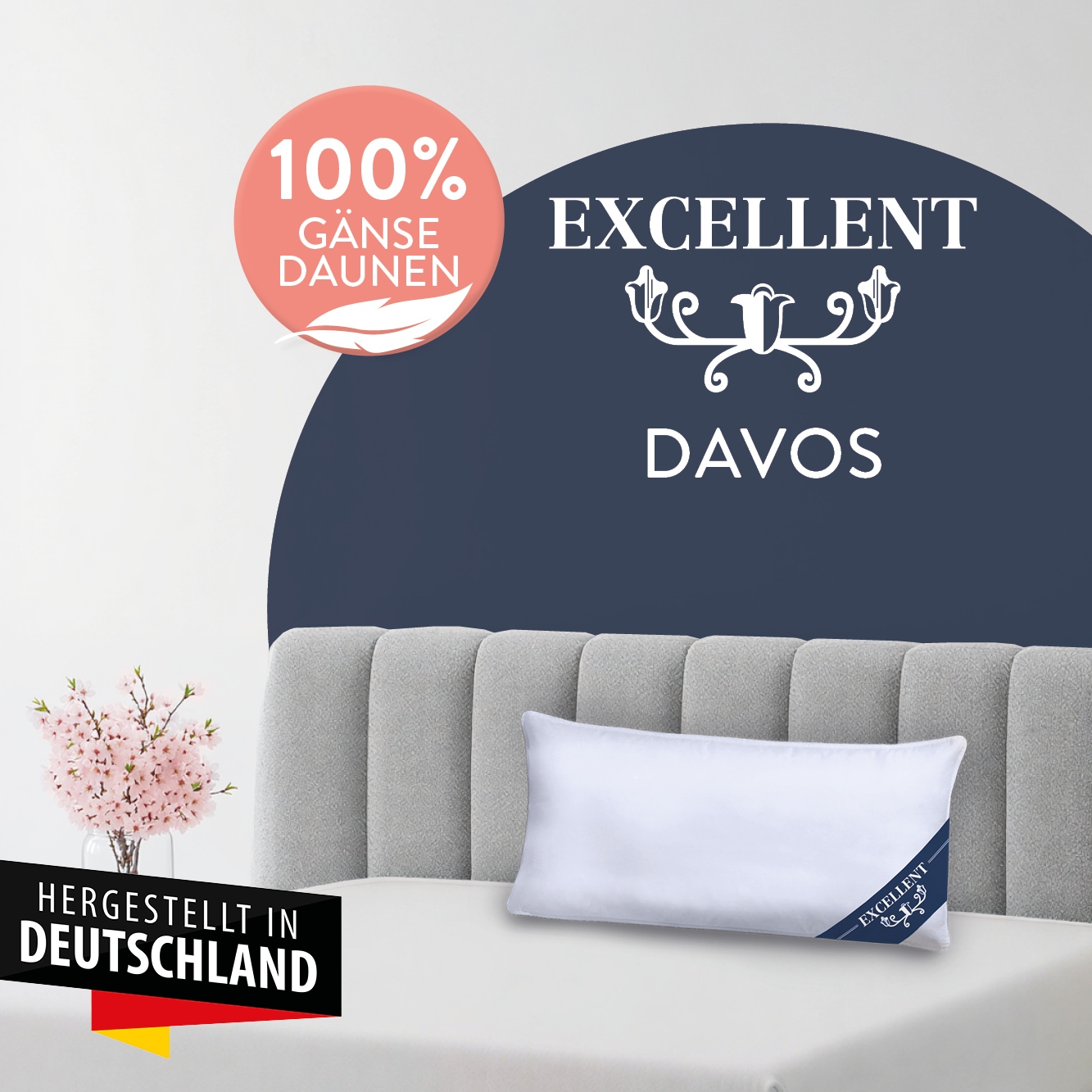 Excellent 3-Kammer-Kopfkissen »Davos« 1 Stk. tlg. mit 100% Gänsedaunen in den Außenkammern gefüllt