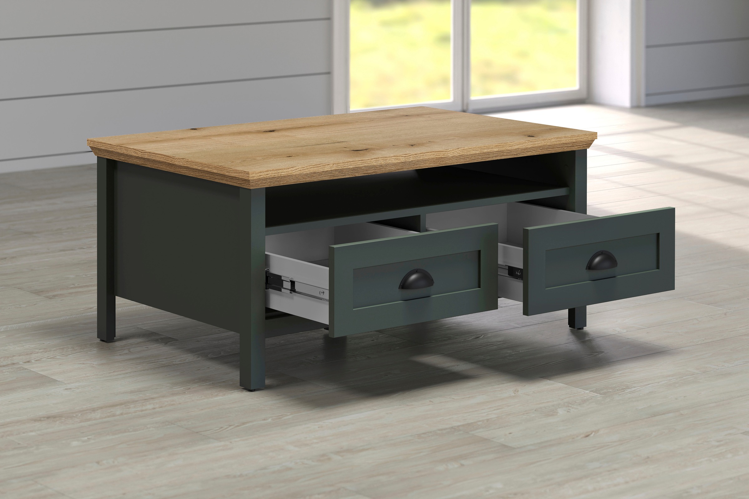 Home affaire Couchtisch »Vienna« 1 Stk. tlg. Sofatisch mit 2 Schubladen und Ablagefläche - (B/T/H) 101/60/45 cm