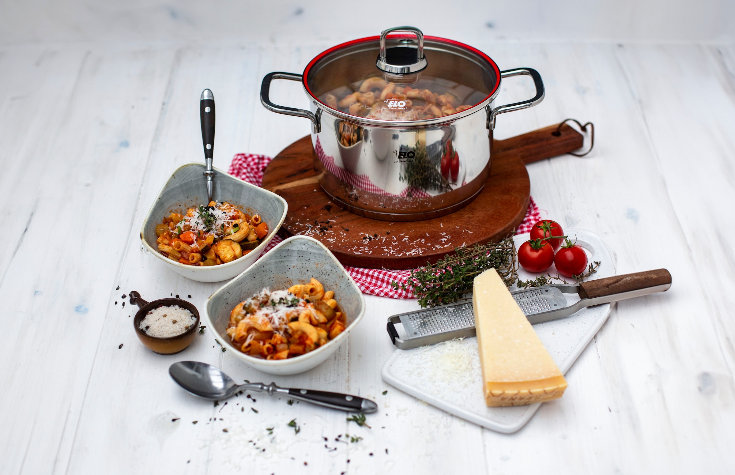 Elo Topf-Set »Excellent« Set, Bratentopf Ø 20 cm, je 1 Fleischtopf Ø 16/20/24 cm, Kasserolle Ø 16 cm, 6 Stk. tlg. Edelstahl 18/10