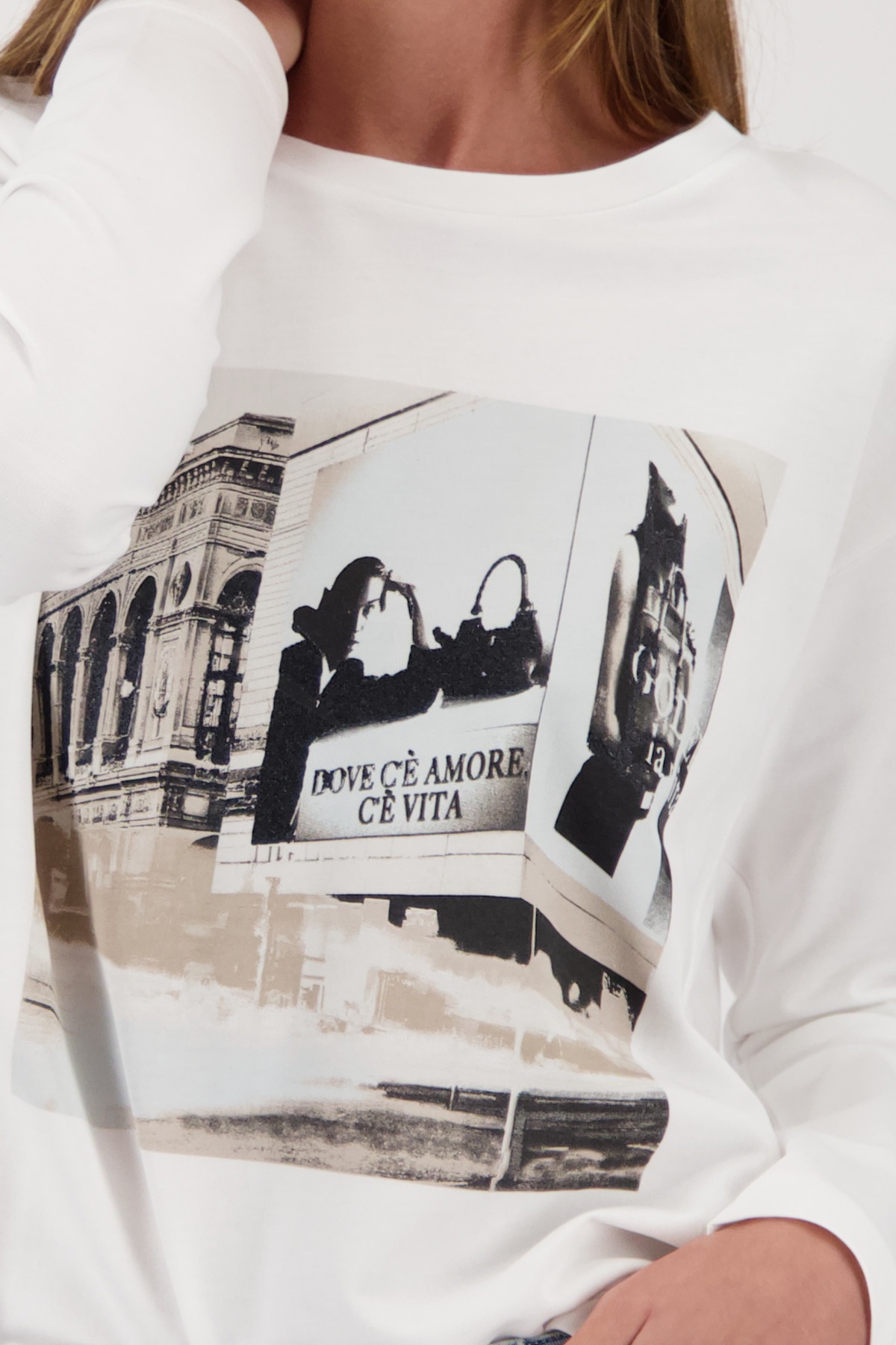 Monari Langarmshirt »Shirt City Druck« Regular fit mit U-Boot-Ausschnitt