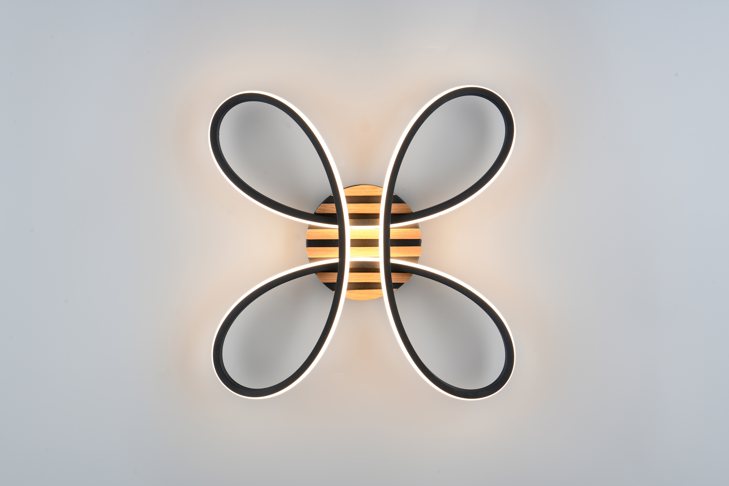 OTTO home LED Deckenleuchte »Ullii, Deckenlampe mit Fernbedienung dimmbar Nachtlicht Memory« LED-Board 1 Stk. warmweiß - kaltweiß CCT stufenlos warm- bis kaltweiß, Holzelemente in Optik Akustikpaneel