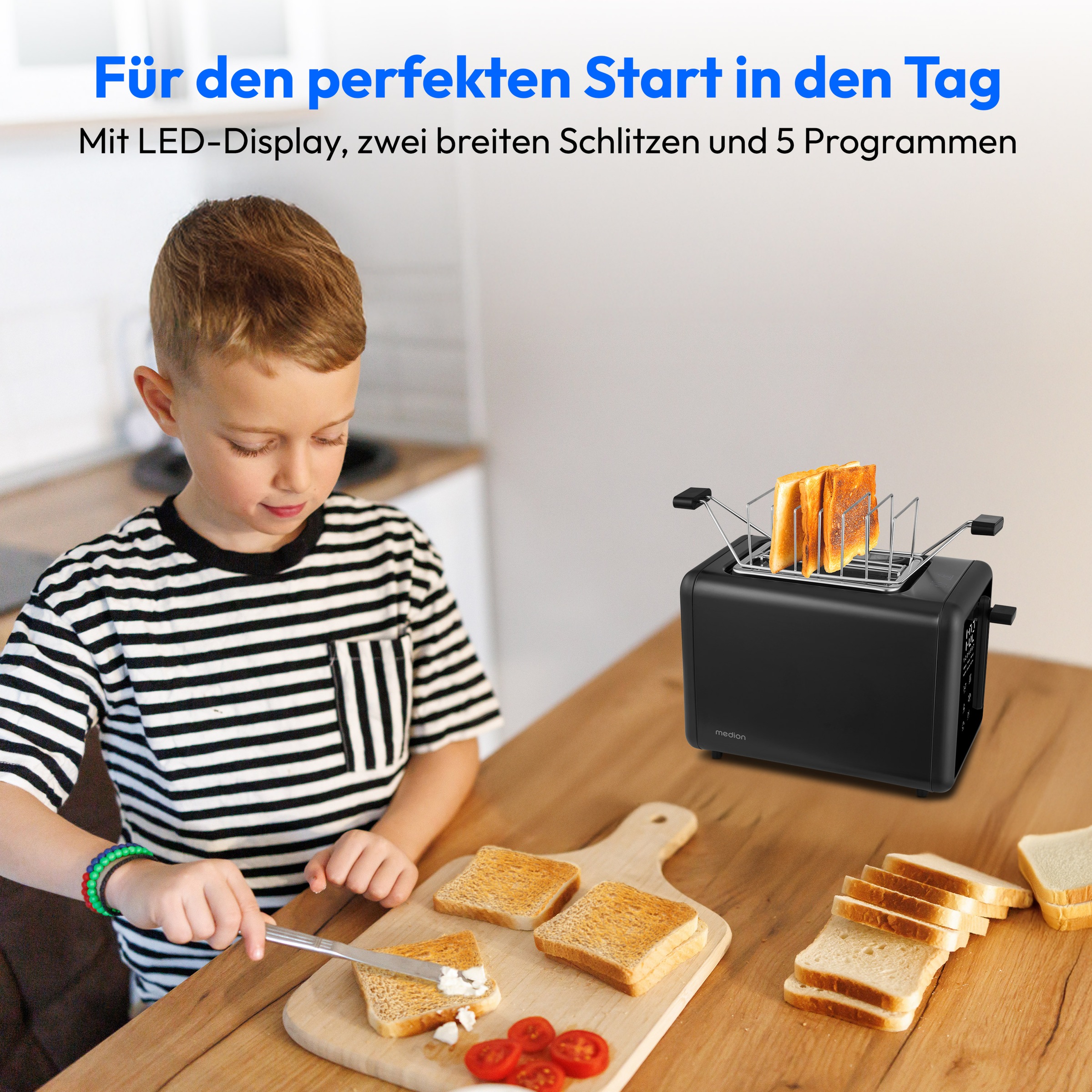 Medion® Toaster »MD12102, 2 Toastschlitze« 2 Schlitze für 2 Scheiben 850 W abnehmbarer Brötchenaufsatz