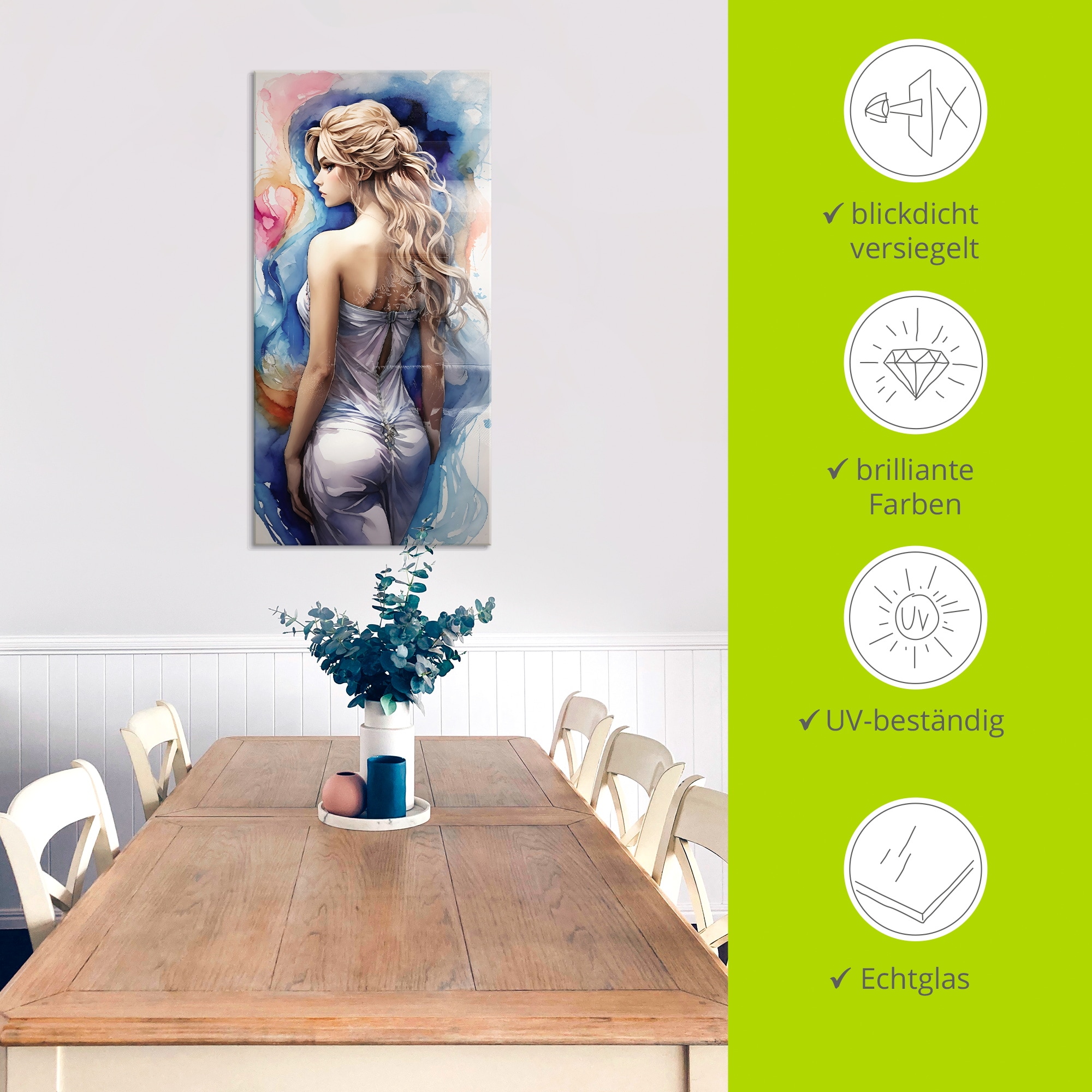 Artland Glasbild »Frau in Farben I« Erotische Bilder 1 Stk. tlg. in verschiedenen Größen