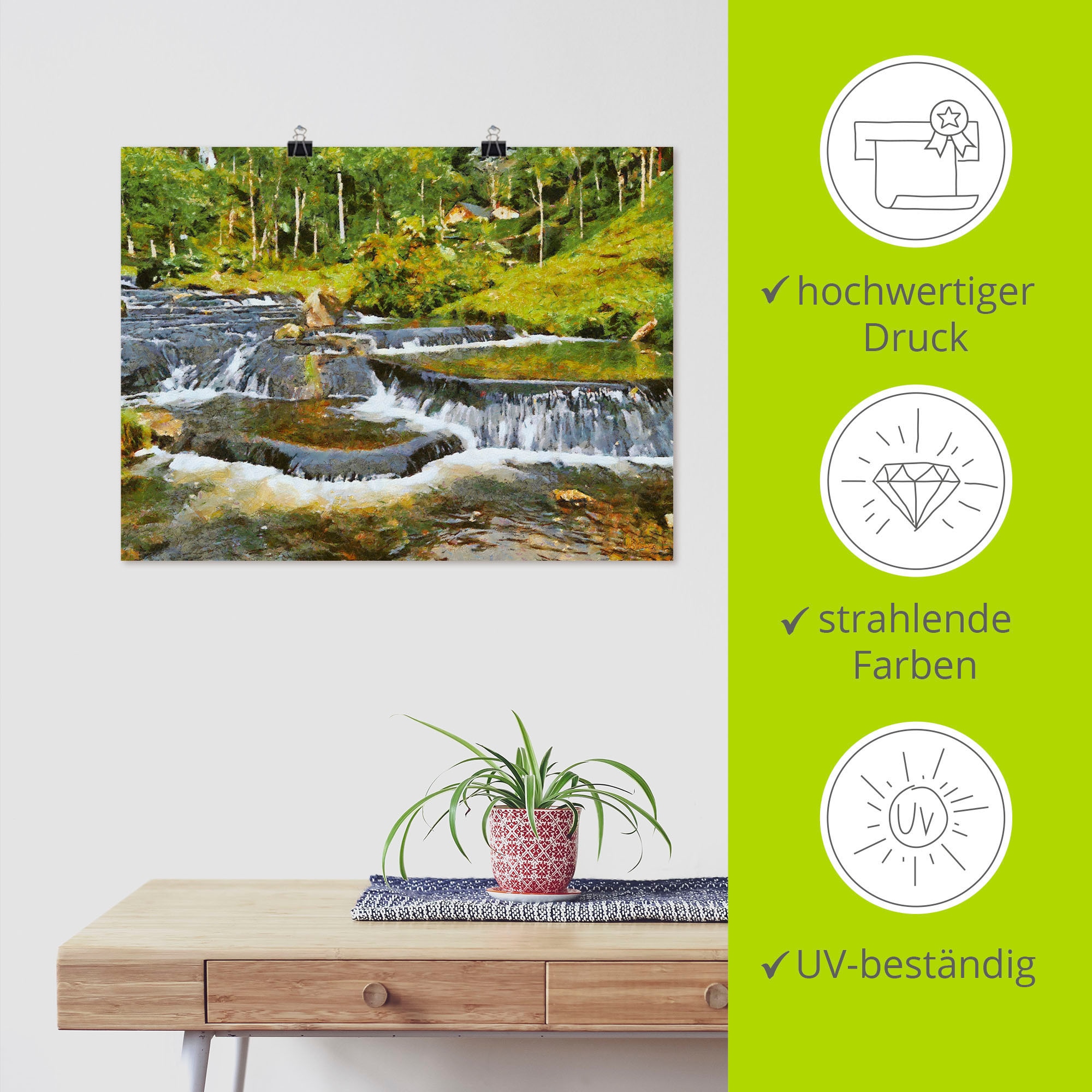 Artland Wandbild »Kaskarden im Fluss«, Gewässer, (1 St.), als Alubild, Leinwandbild, Wandaufkleber oder Poster in versch. Größen
