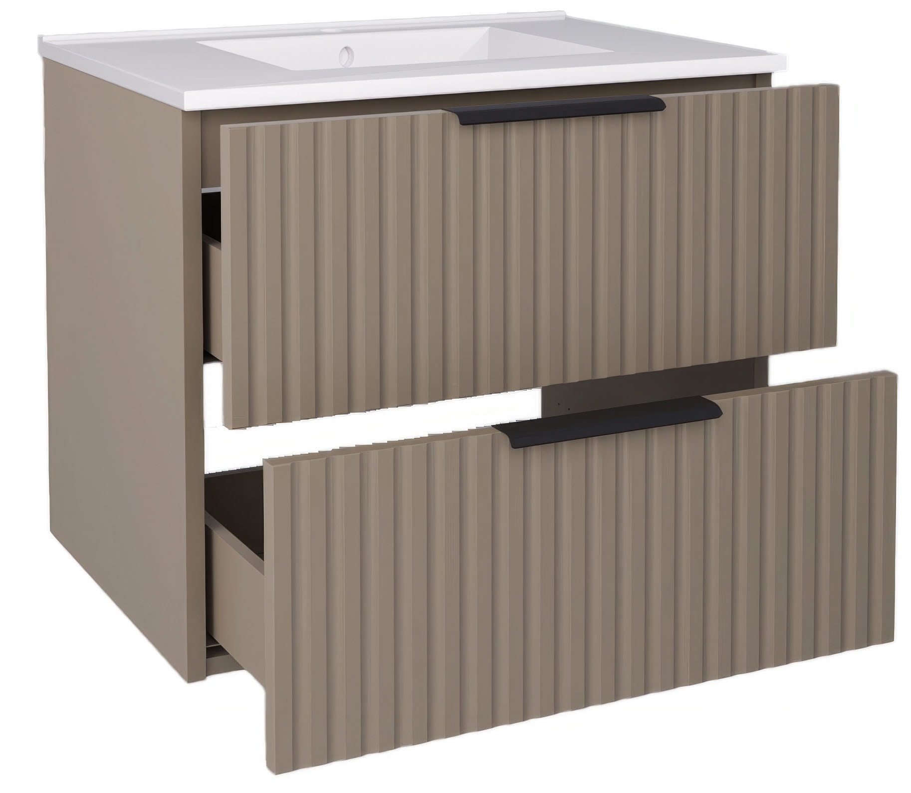 welltime Waschtisch »TIBU mit Waschbecken. 2 Schubladen. 2 Breiten (60/80cm) und 4 Farben« Badschrank mit Waschbecken, Softclose, Maße B/H/T: 61/53/47 cm