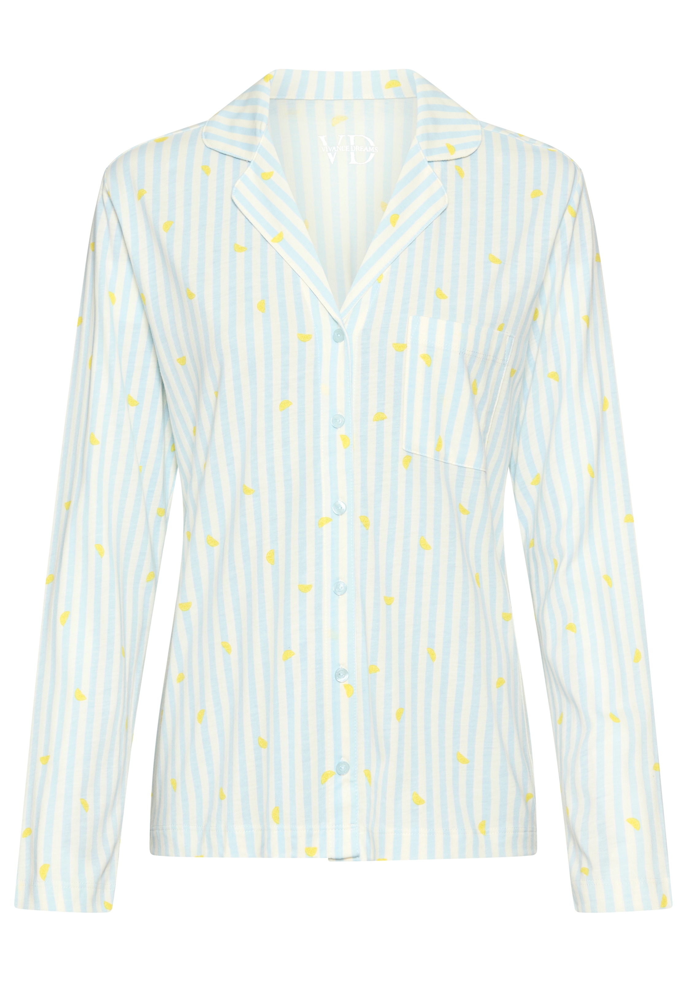 Vivance Dreams Pyjamaoberteil mit süßem Streifen- und Früchtedruck