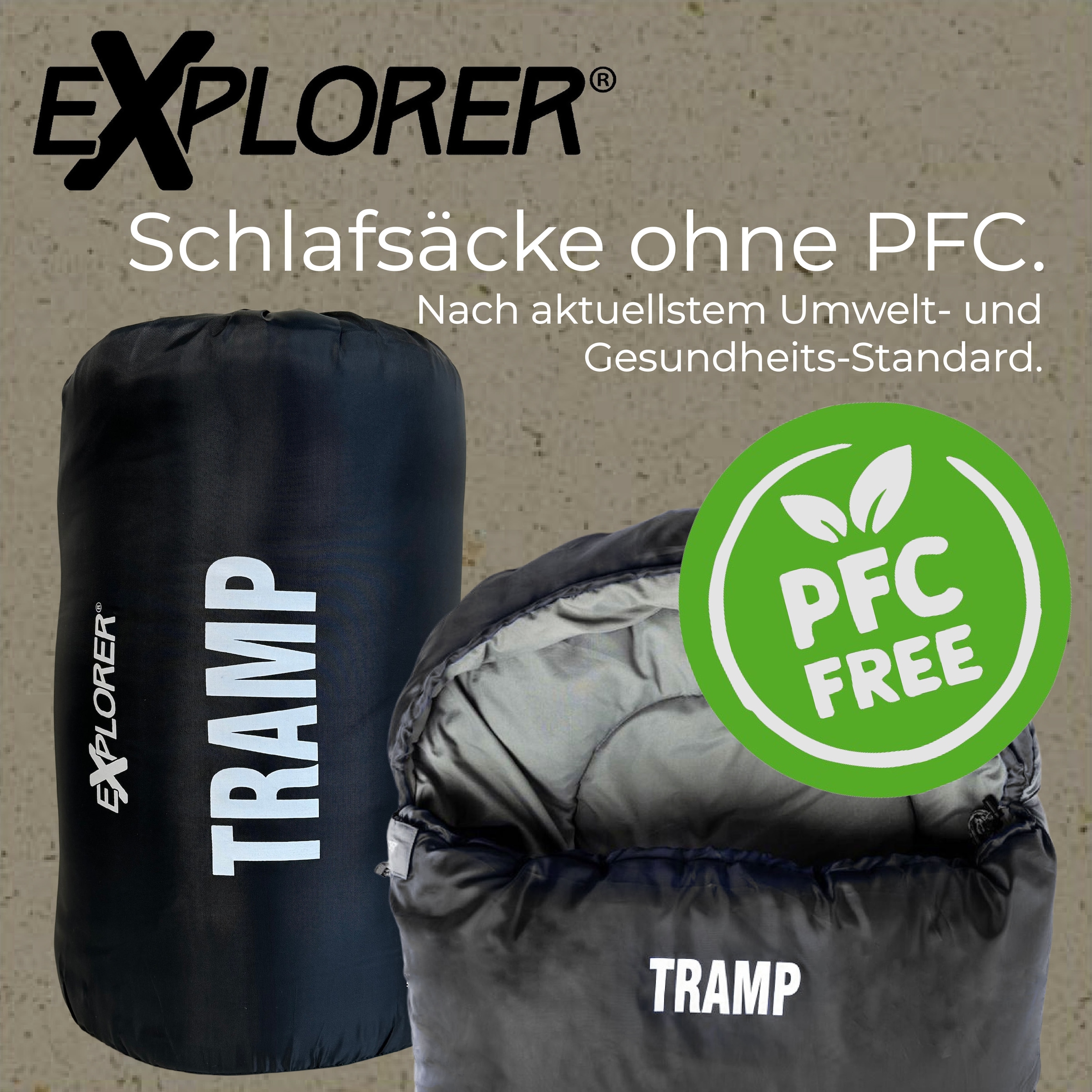 EXPLORER Mumienschlafsack »TRAMP Camping Schlafsack 230x80x55cm Outdoor«, (+9°C bis -9°C warm Frühling/Sommer/Herbst Reise Festival), kombinierbar leicht 1300g