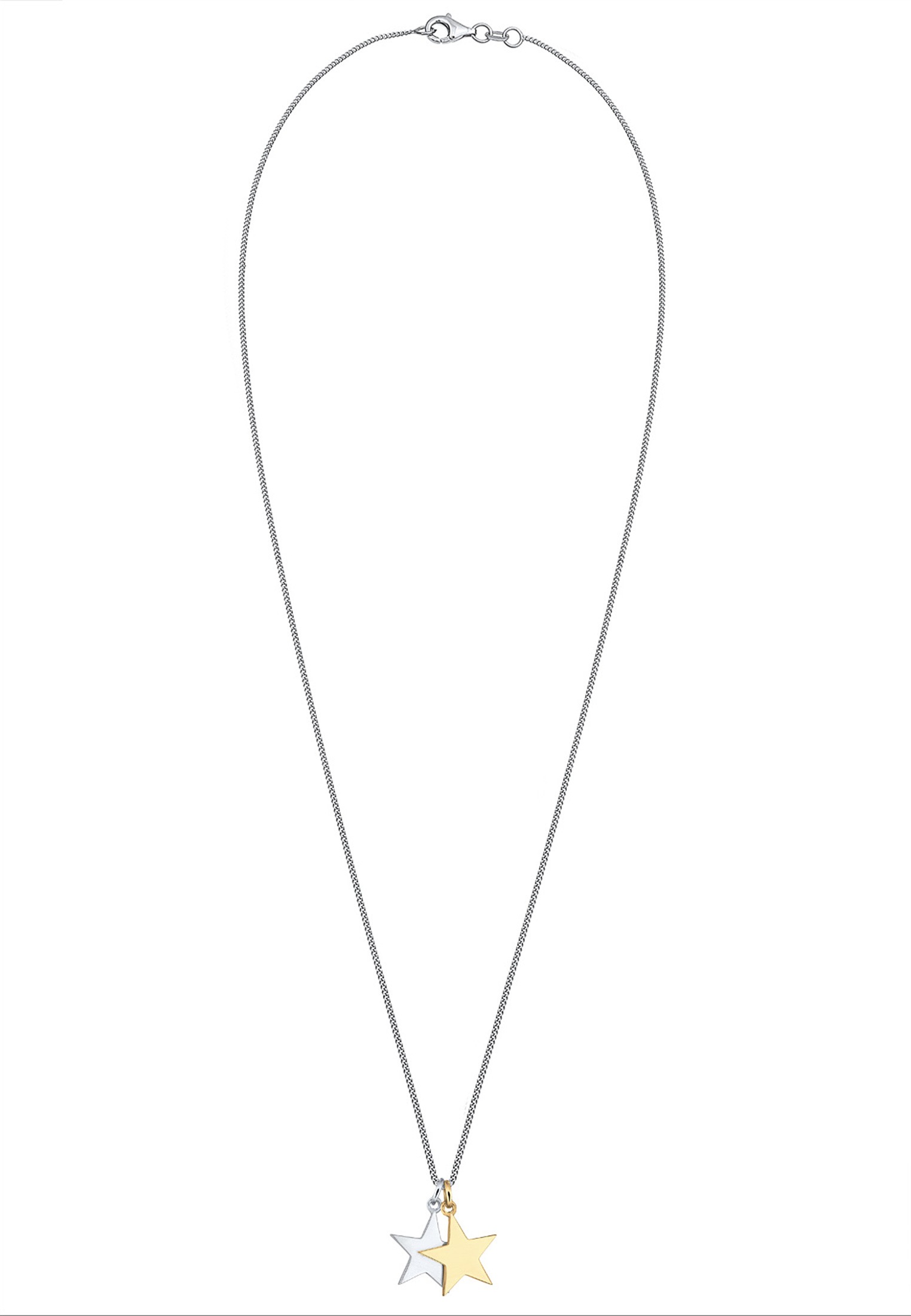 Elli Kette mit Anhänger »Halskette Anhänger Stern Bicolor 925 Sterling Silber vergoldet«