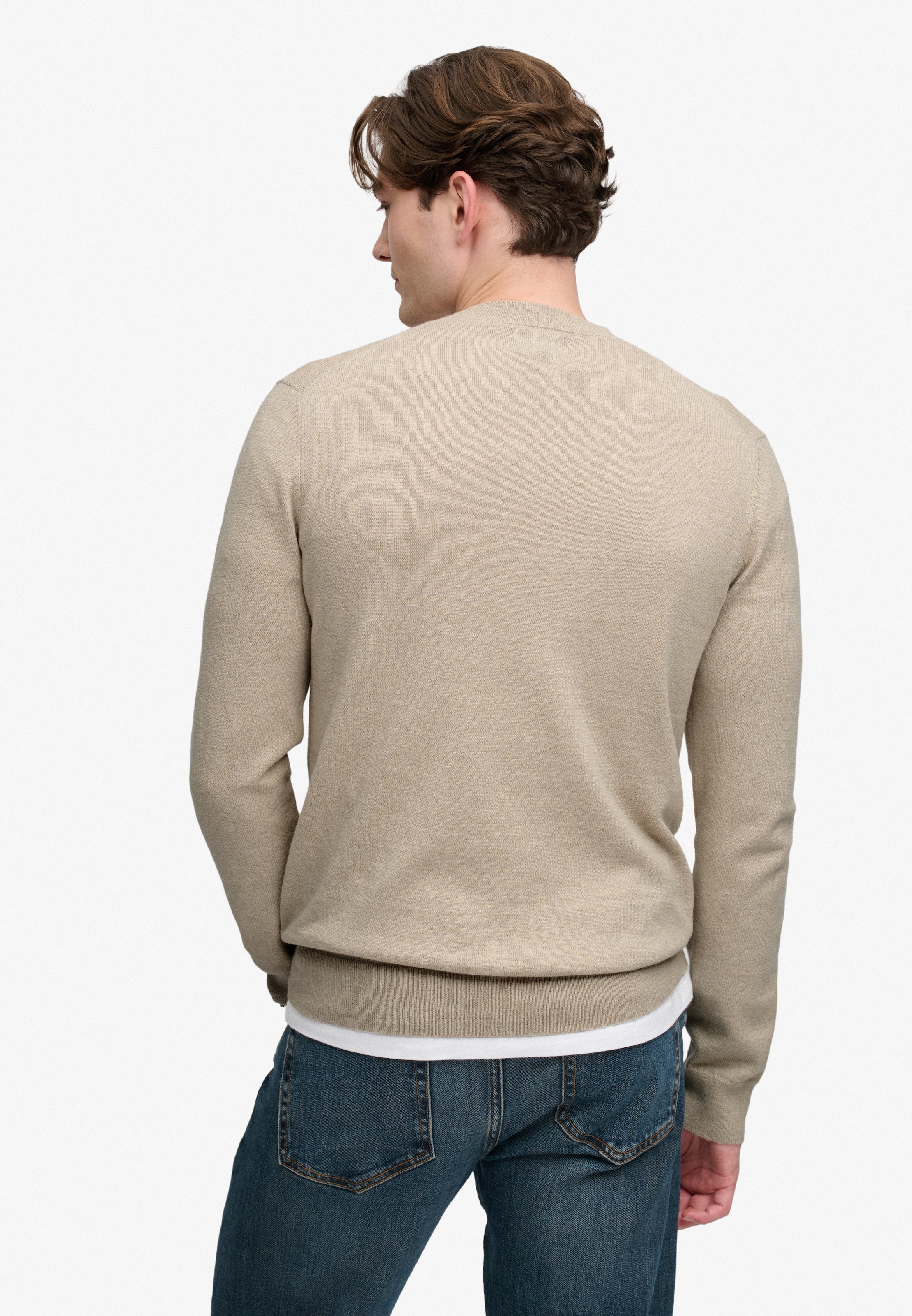 Superdry Rundhalspullover »ESSENTIAL LW WOOL BLEND JUMPER« Baumwollmischung, slim fit