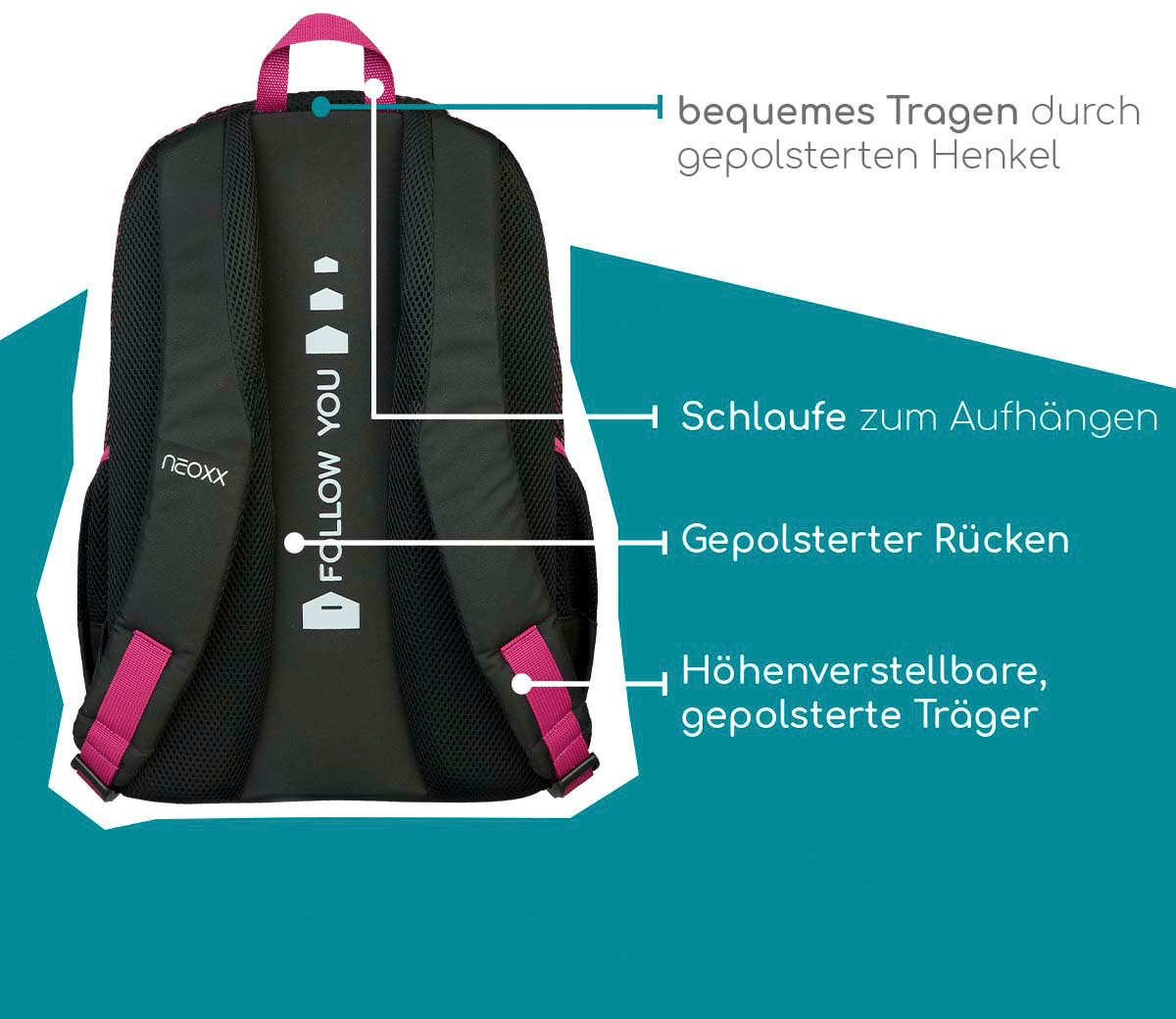 neoxx Schulrucksack »Fly, Crazy in Mesh«, aus recycelten PET-Flaschen