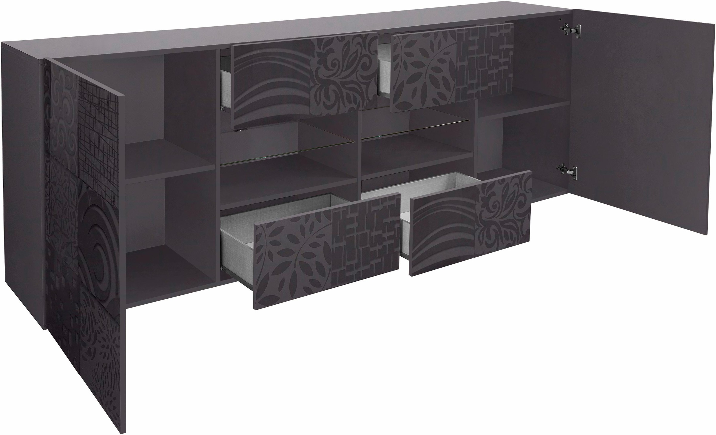 INOSIGN Sideboard »Miro«, Breite 241 cm mit dekorativem Siebdruck