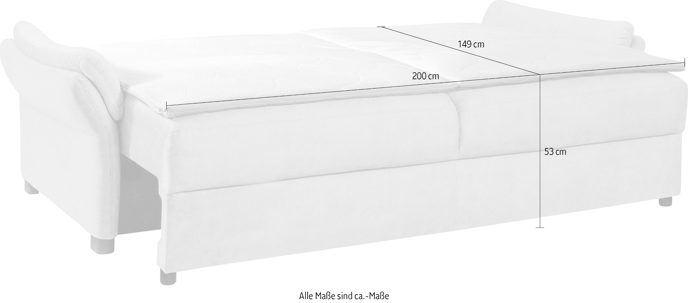 exxpo - sofa fashion 3-Sitzer »Kentt hochwertiger Sitzaufbau für hohen Sitzkomfort, bequeme Armlehnen«, inkl. Boxspring/Federkern-Polsterung, Bettfunktion und Bettkasten