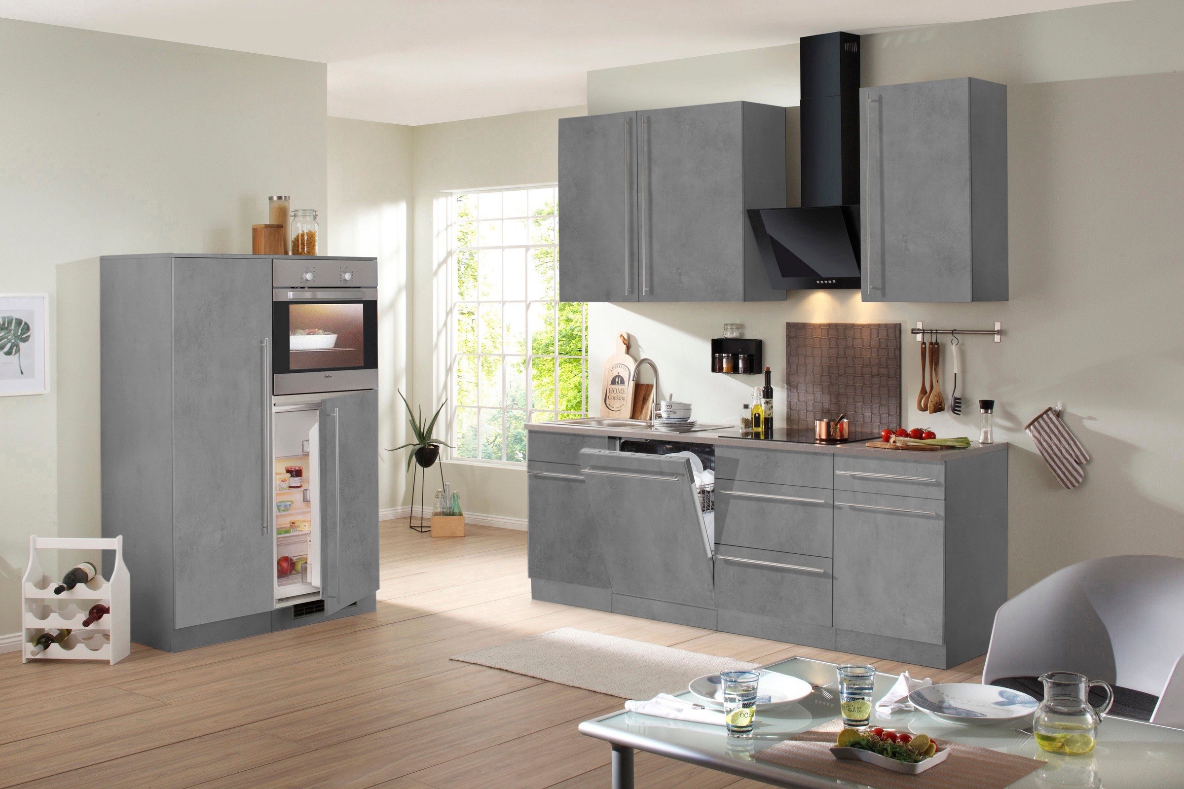 wiho Küchen Küchenzeile »Chicago« mit E-Geräten, Gesamtbreite 330 cm