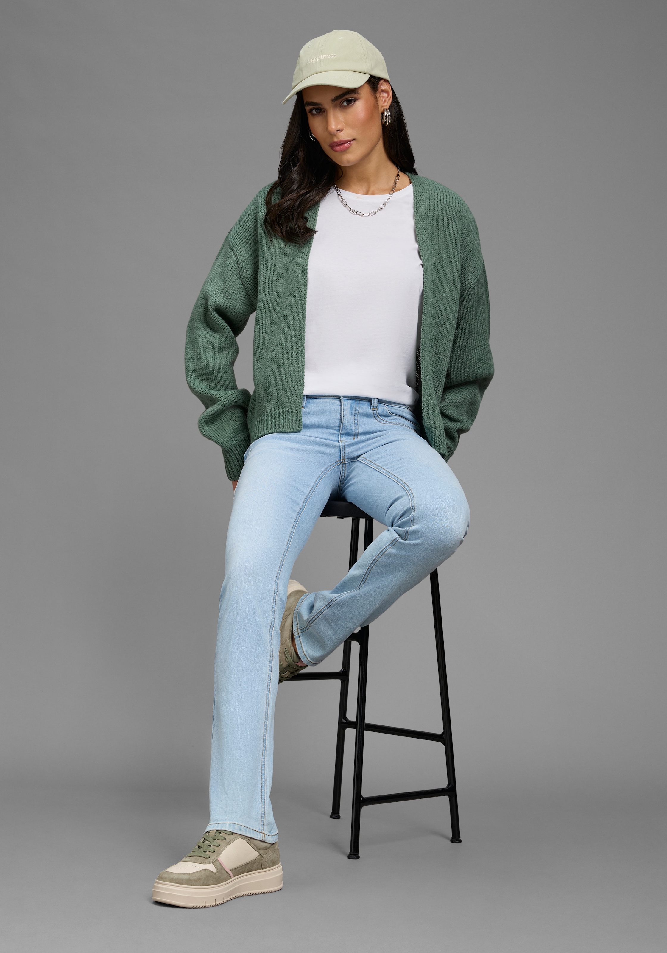Laura Scott Strickjacke »mit Oversize-Passform« in melierter Optik