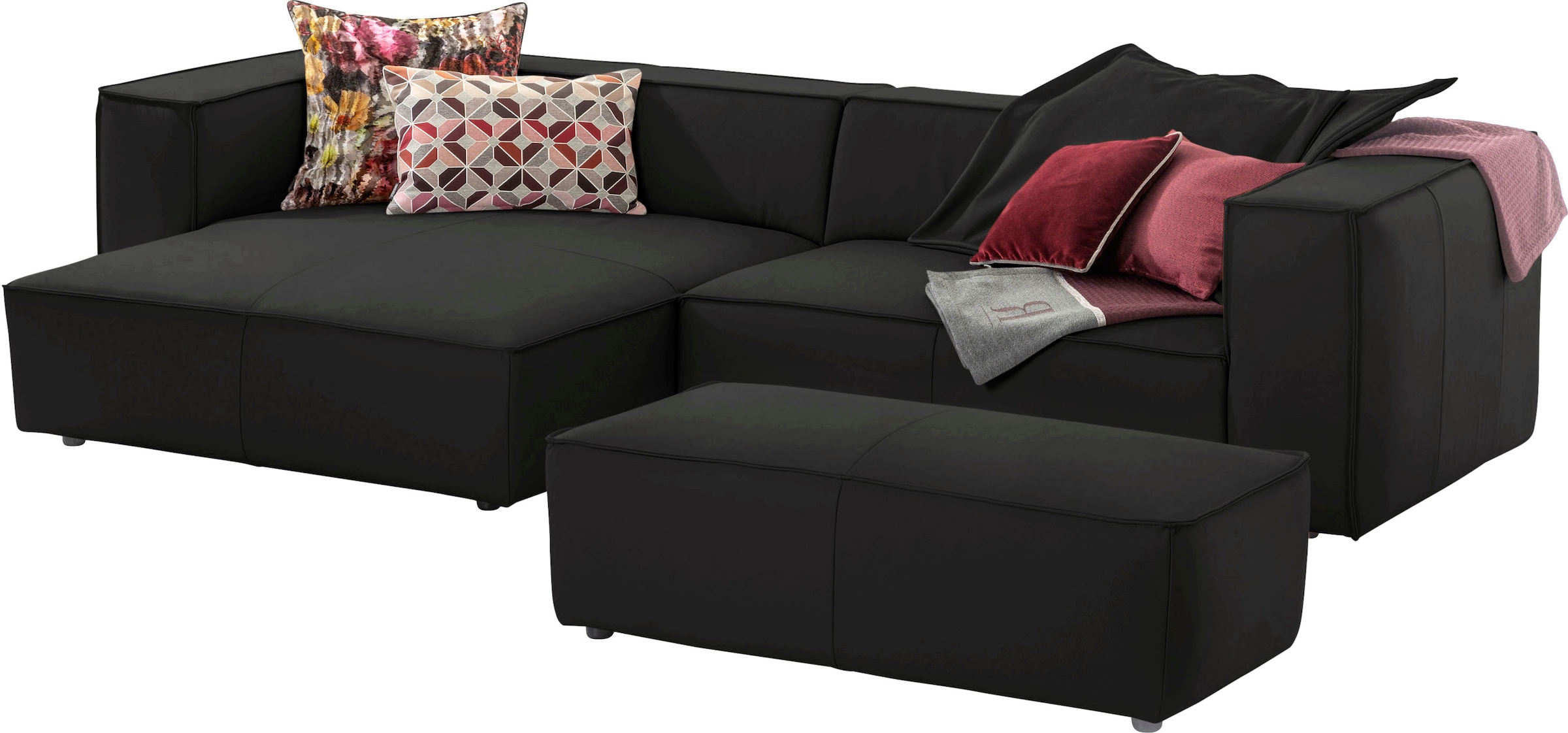 W.SCHILLIG Ecksofa »around-the-block, modern und elegant, bequem, L-Form« mit eleganter Biese, mit Federkern