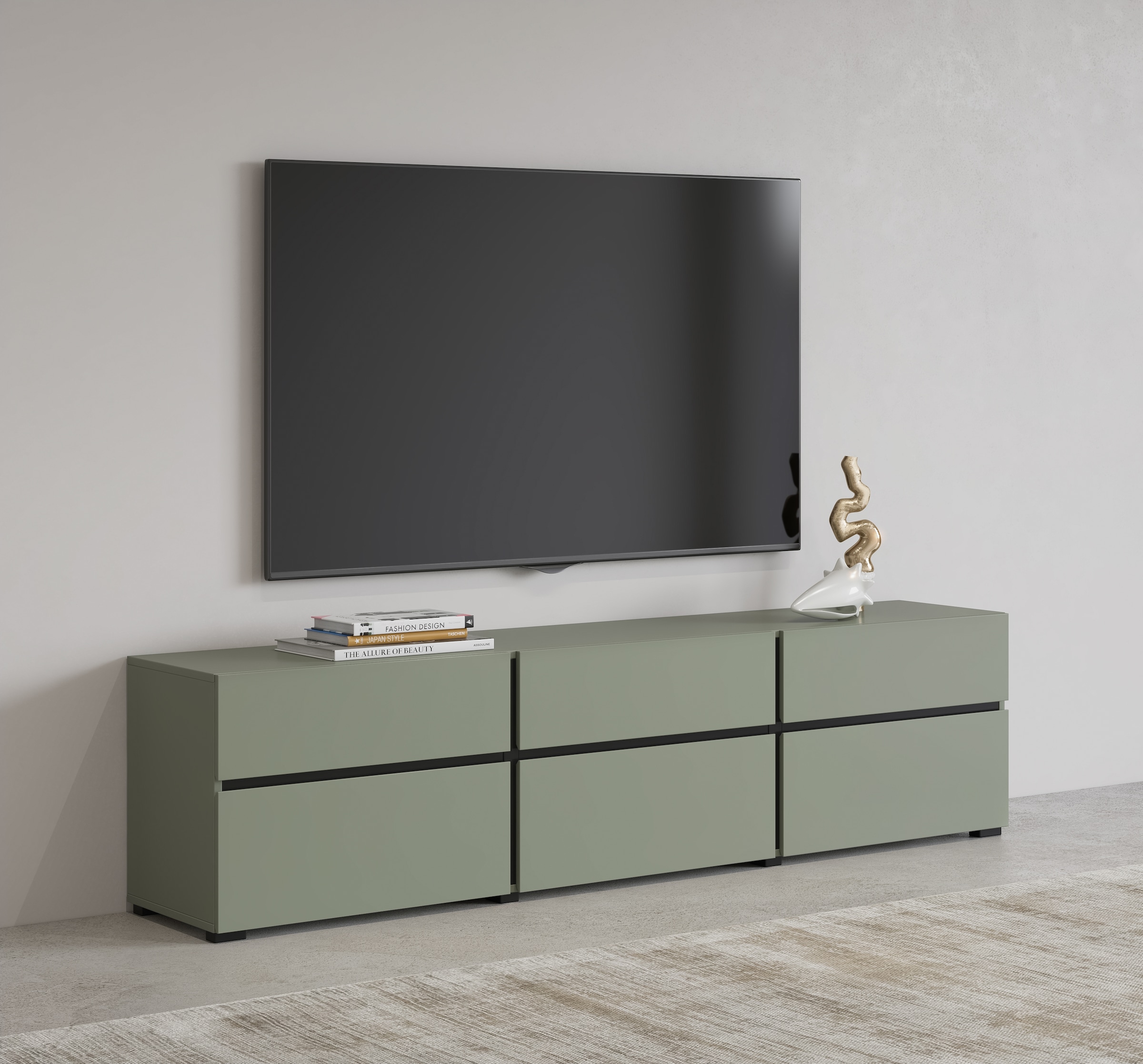 INOSIGN Lowboard »Cross, moderne grifflose TV-Kommode,3 Klappen/3 Schubkästen«, Breite 180 cm, TV-Schrank mit viel Stauraum, TV-Board