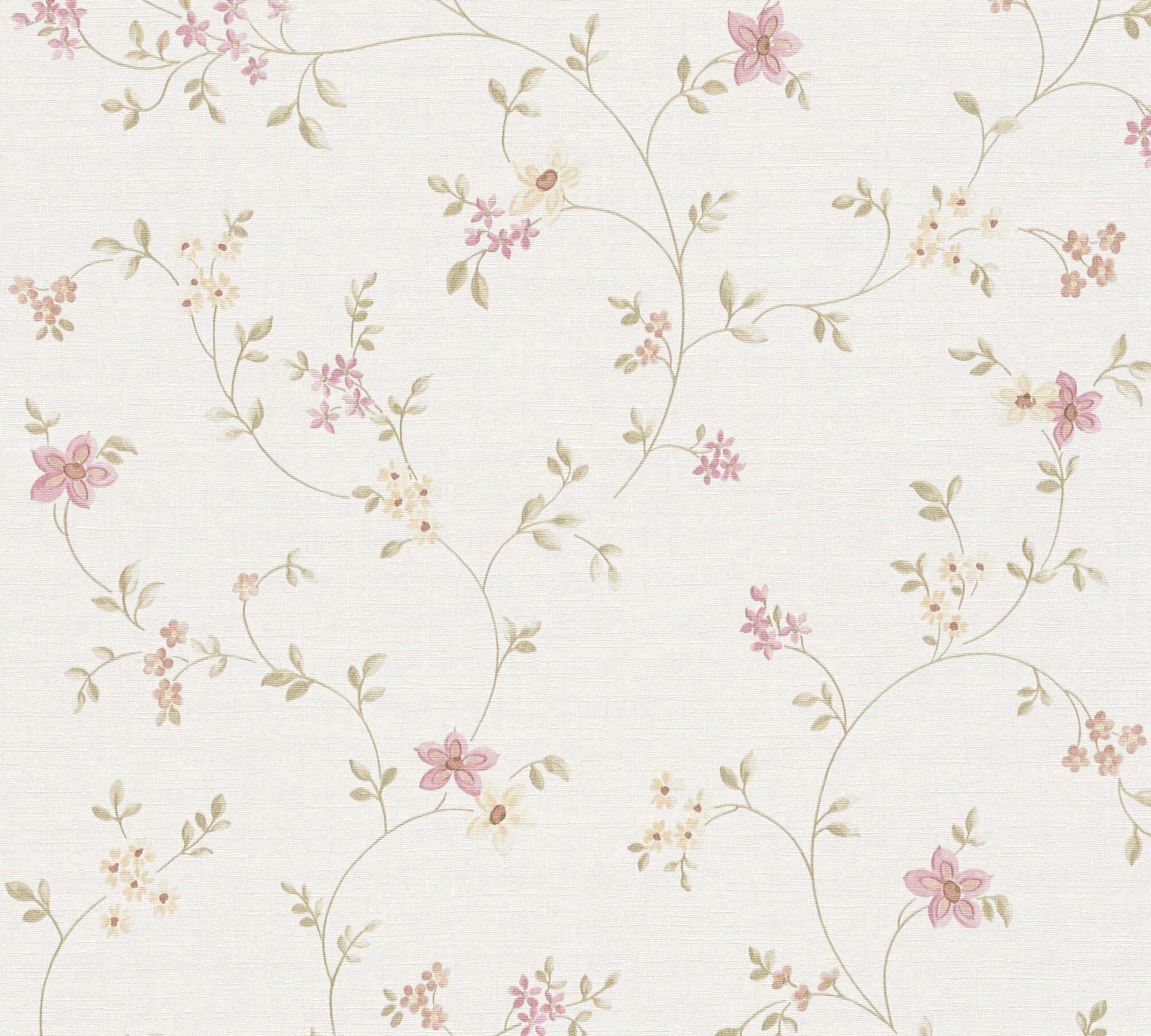 A.S. Création Vliestapete »Maison Charme Vliestapete Blümchen-Muster florale Tapete Creme« Strukturmuster strukturiert Mustertapete floral in Blumen-Optik Weiß Grün Schlafzimmer Küche