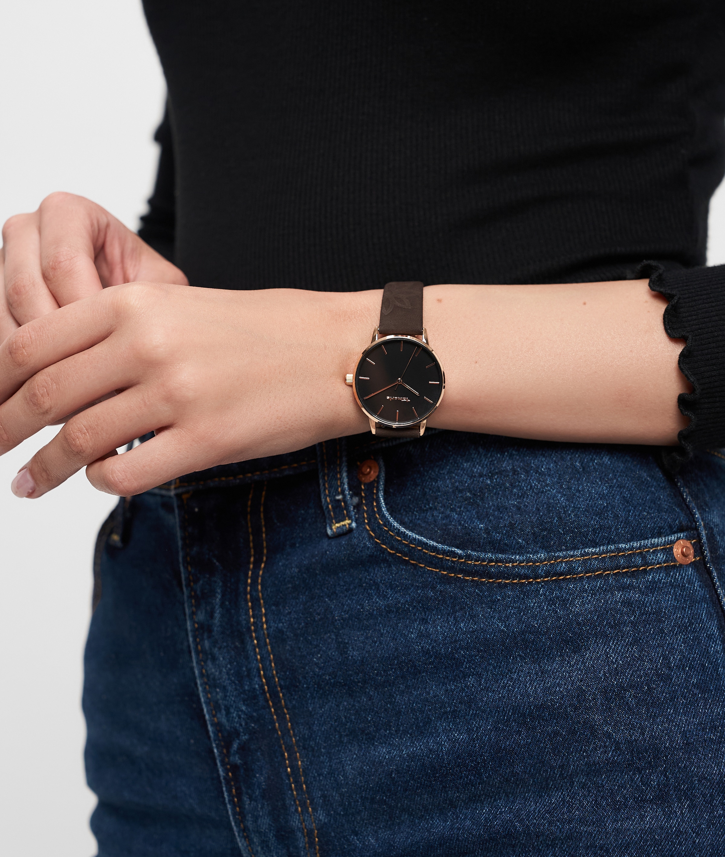 Tamaris Quarzuhr Armbanduhr, Damenuhr, Lederarmband, analog